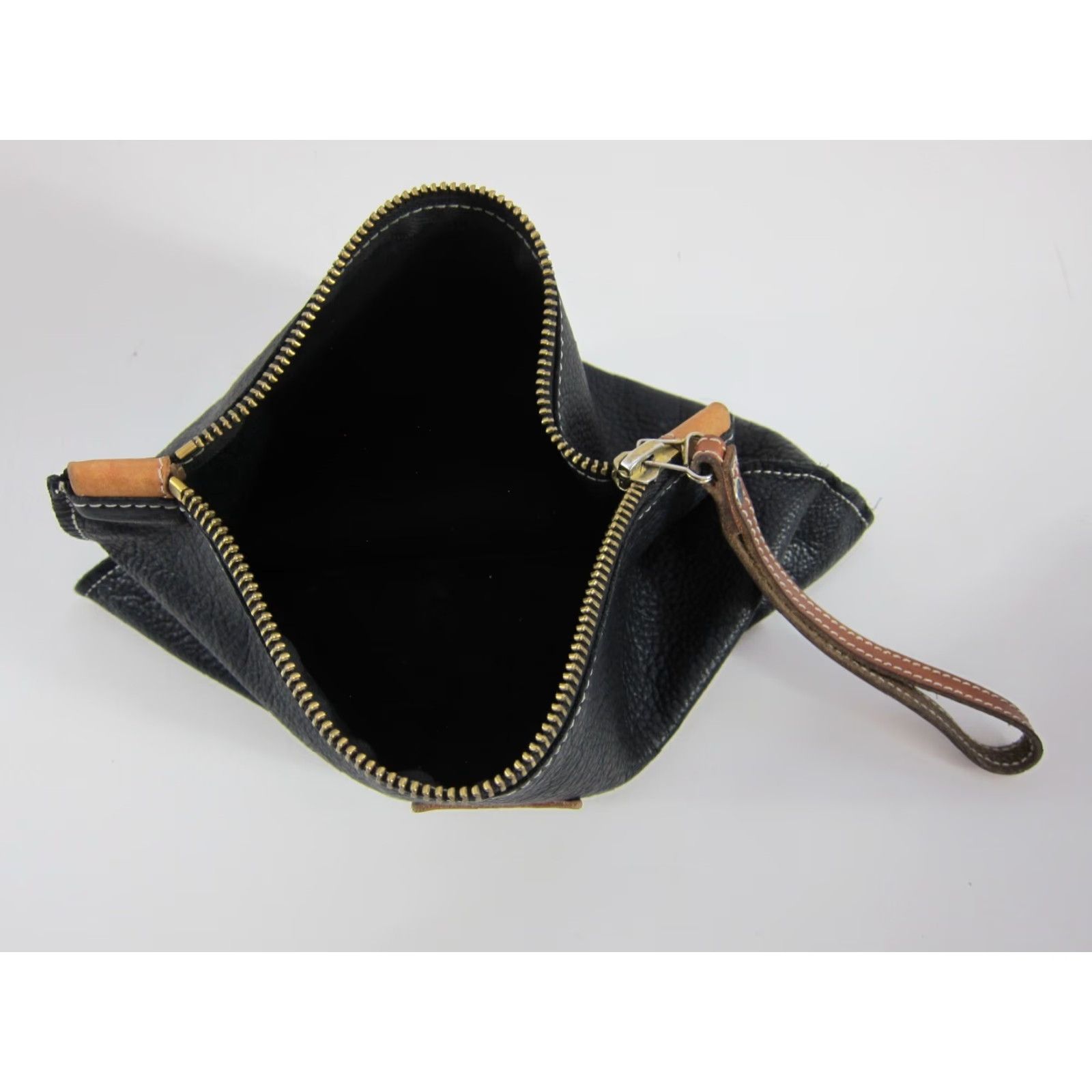 Vintage Baltimore Bag Co. Black Brown Leather Zipper Clutch Wristlet Wallet Purse Clutch Wristlet Purse Size ONE SIZE - 4 Thumbnail
