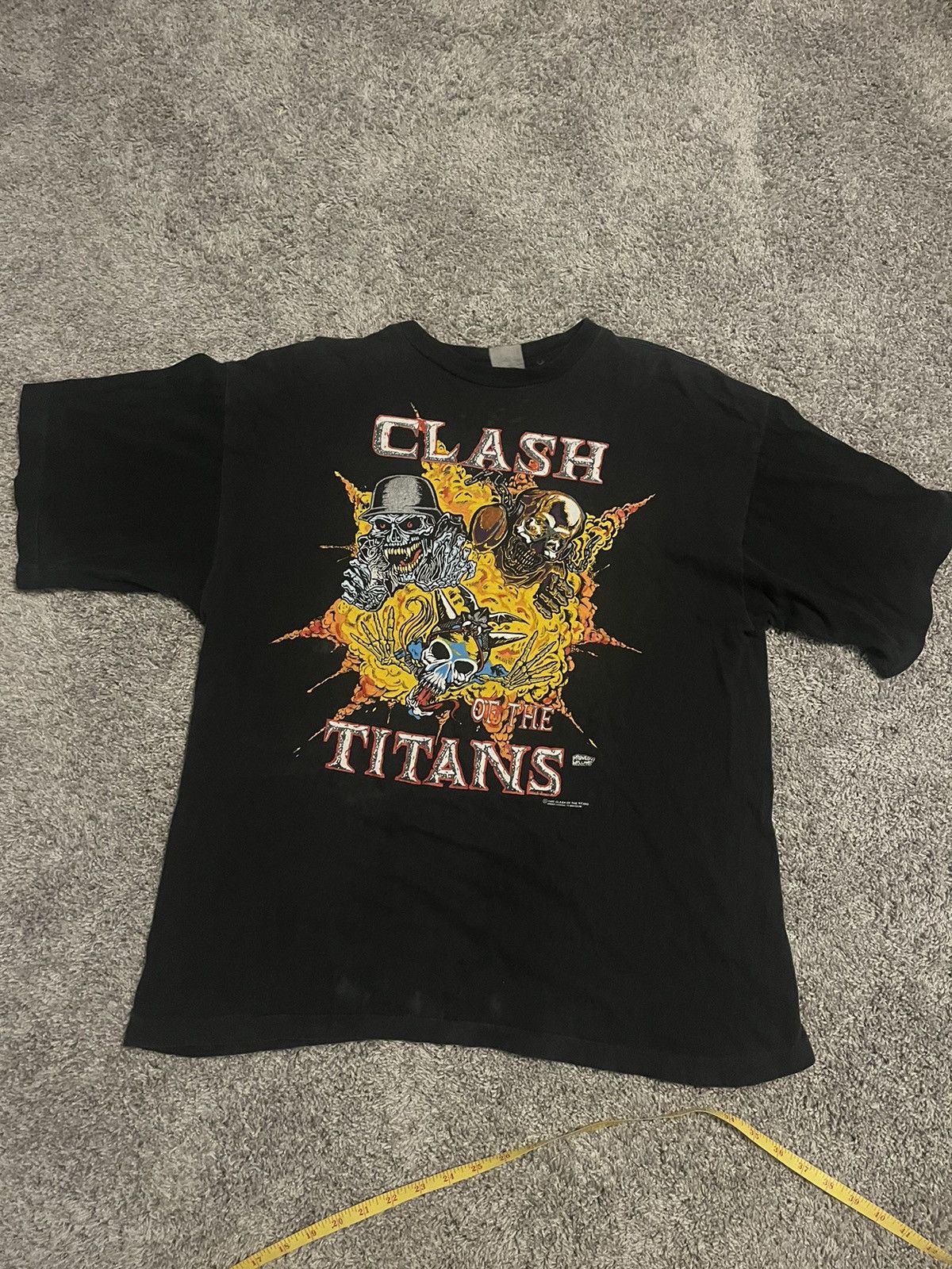 image of Vintage Clash Of The Titans 1990 Licensed Megadeth Slayer in Black, Men's (Size XL)