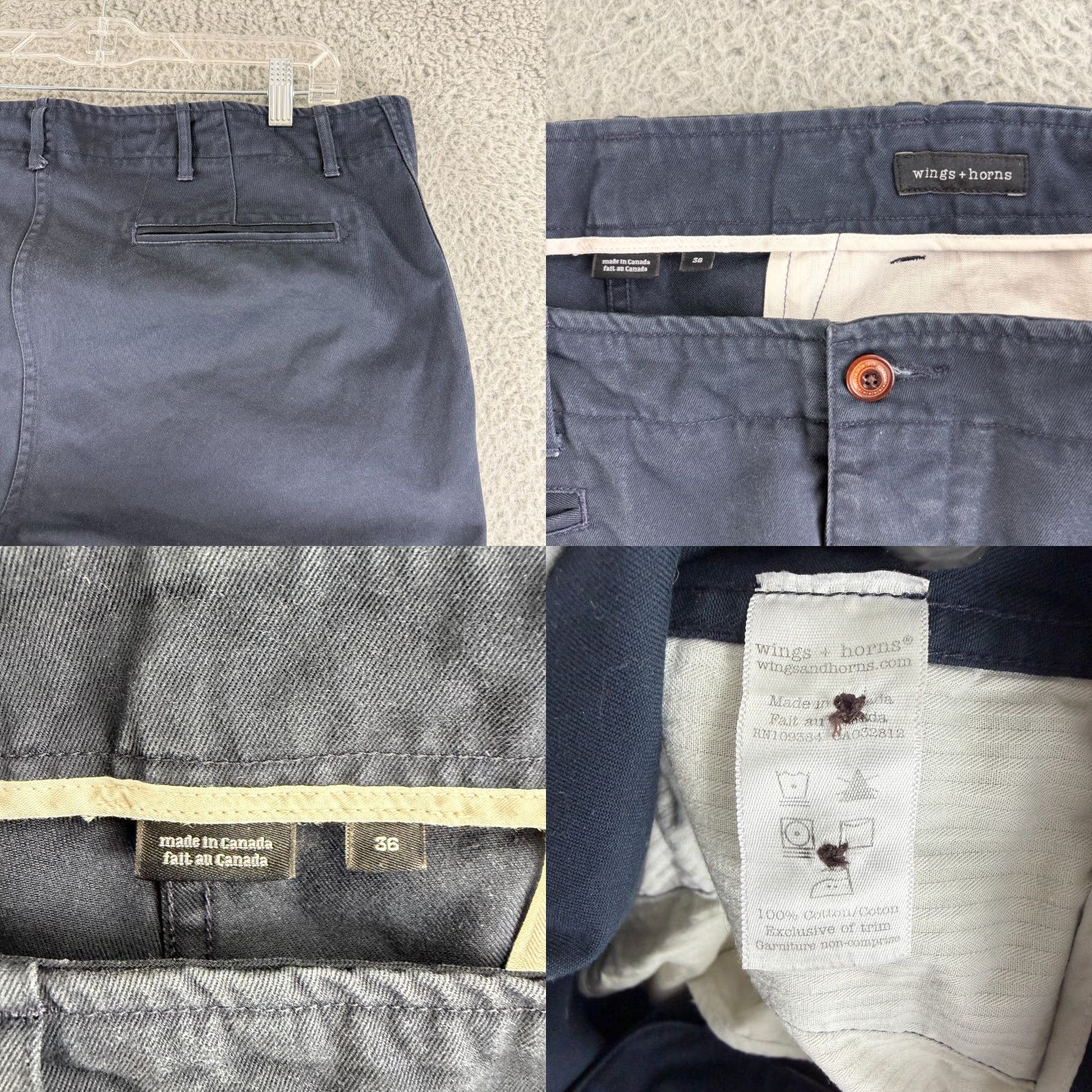 Vintage Wings and Horns Chino Pants Mens Size 36 Blue Straight Leg Casual 100% Cotton Size US 36 / EU 52 - 9 Thumbnail