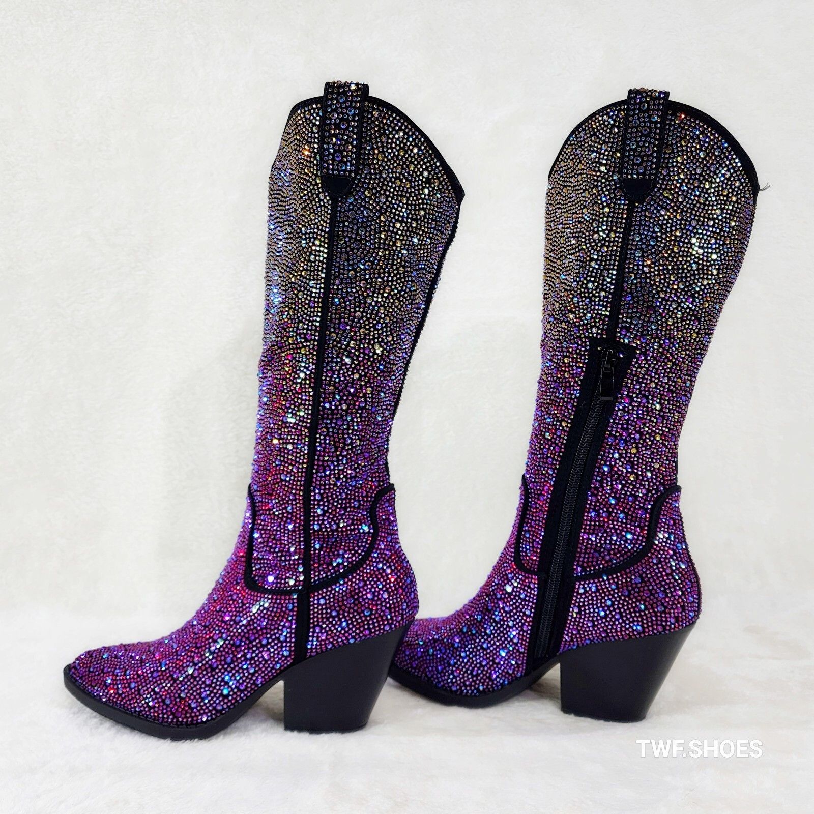 Other Wild Ones Glamour Cowboy Purple Multi Ombre Rhinestone Cowgi Size US 5.5 / IT 35.5 - 1 Thumbnail