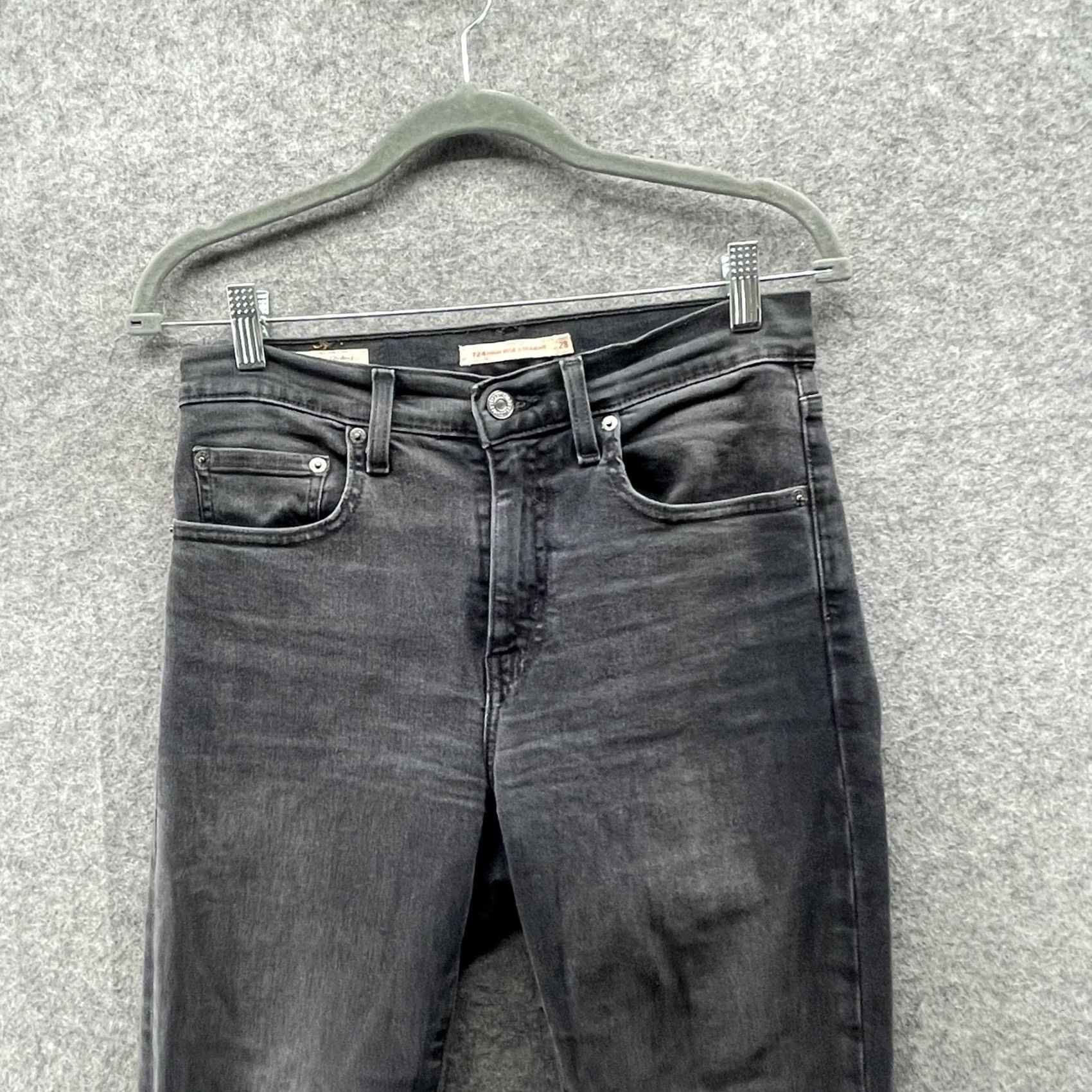 Levi's Levis 724 High Rise Straight Jeans Womens 28 Black Stretch Jeans 28 in Black Stretch Size 28" / US 6 / IT 42 - 3 Thumbnail