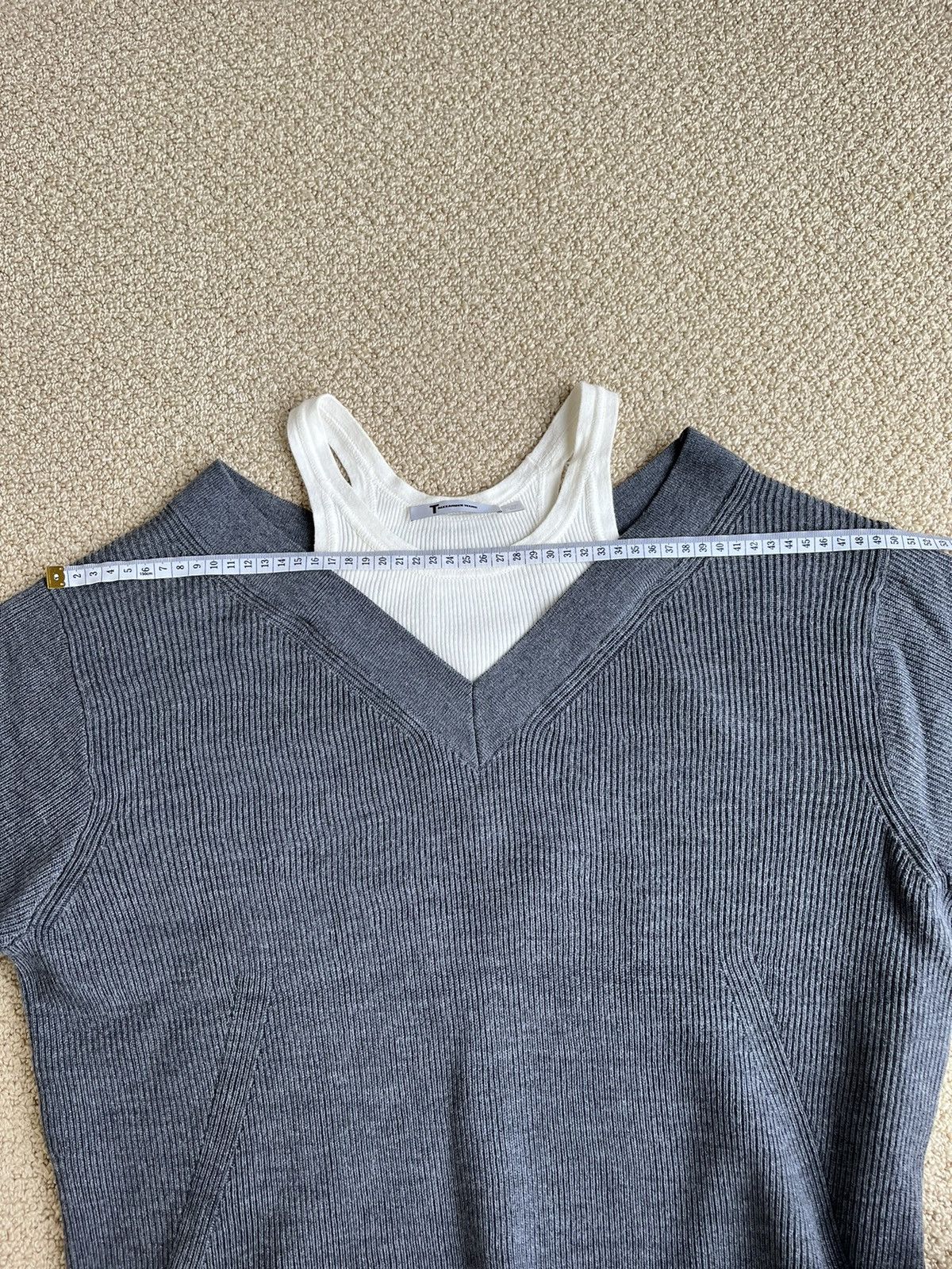 Rubbed Off-Shoulder Wool Sweater With Tank