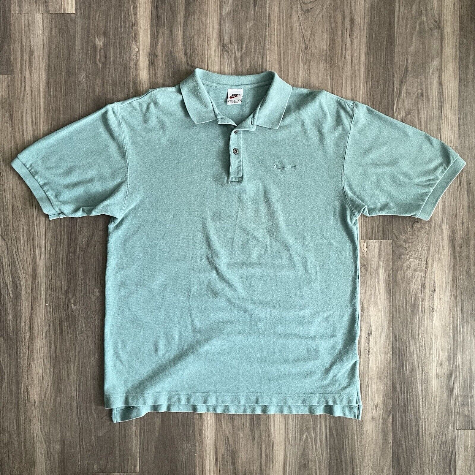 Nike × Vintage Vintage Nike Polo Shirt Size L Teal Blue Short Sleeve Size US L / EU 52-54 / 3 - 1 Thumbnail