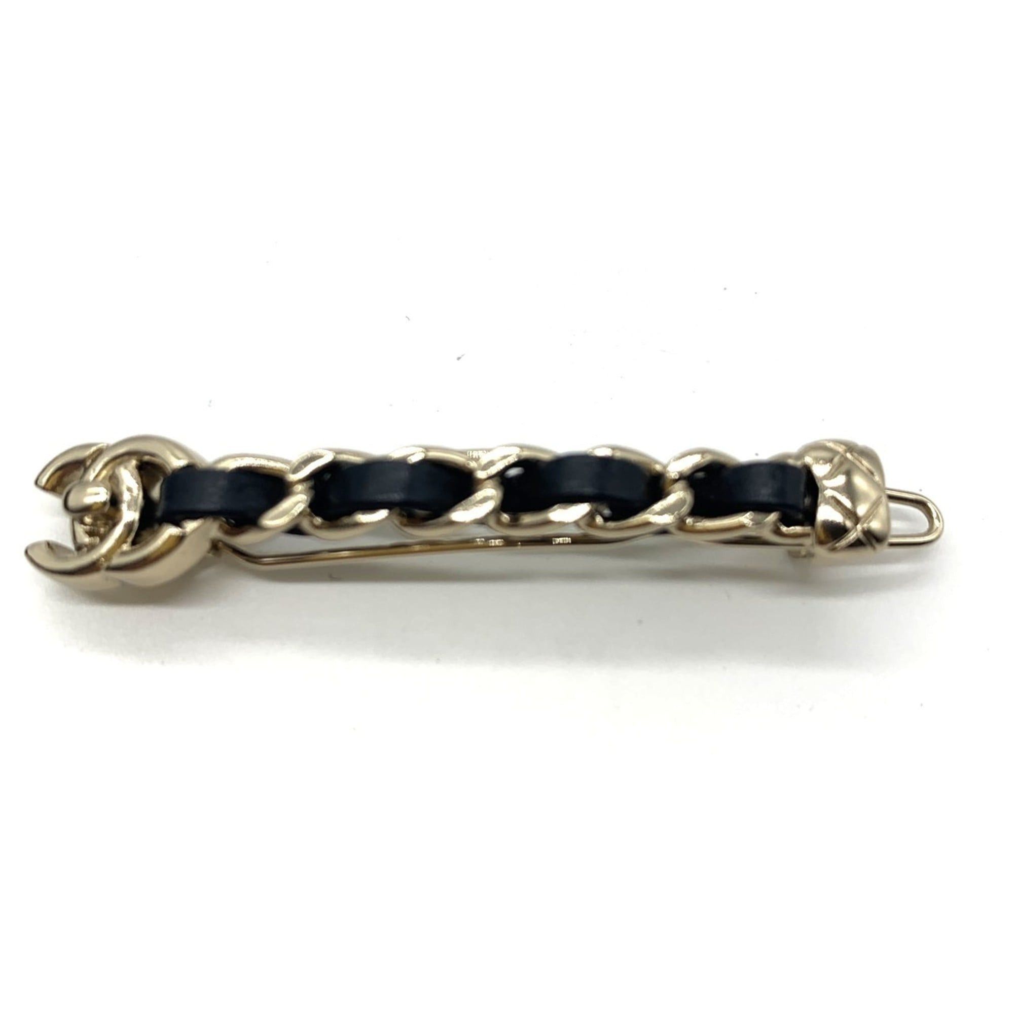 Chanel Chanel B21S Turnlock Coco Mark Design Barrette Hairpin Hair Accessory Gold/Black Women's CHANEL Size ONE SIZE - 1 Thumbnail