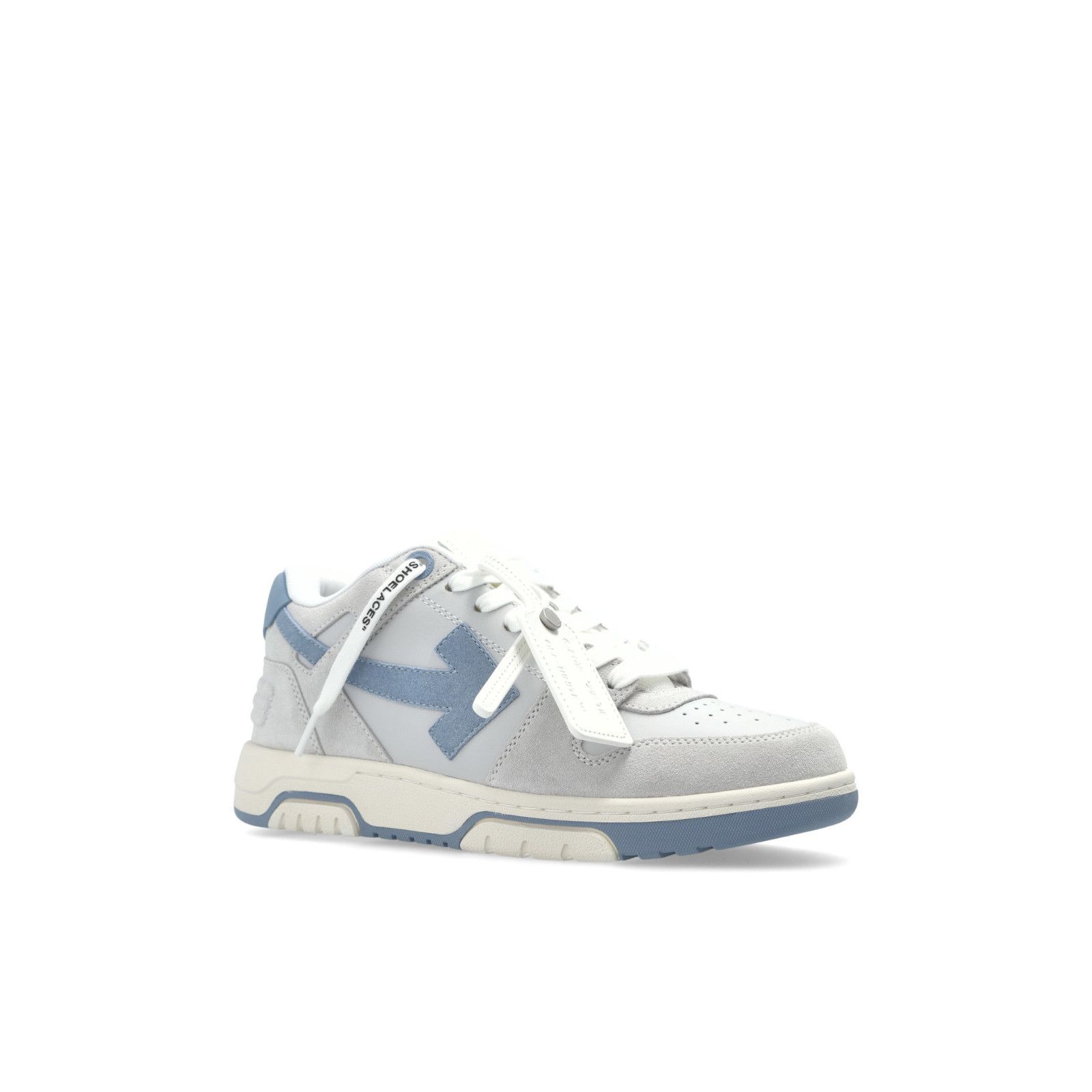 OFF-WHITE Out Of Office Gray Blue Suede Sneakers New & Authe