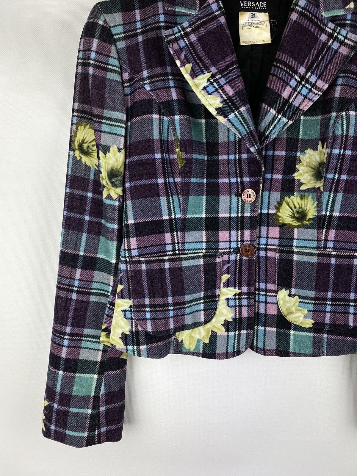 Versace Jeans Couture × Vintage Versace Jeans Couture floral pattern checked blazer jacket Size S / US 4 / IT 40 - 8 Thumbnail