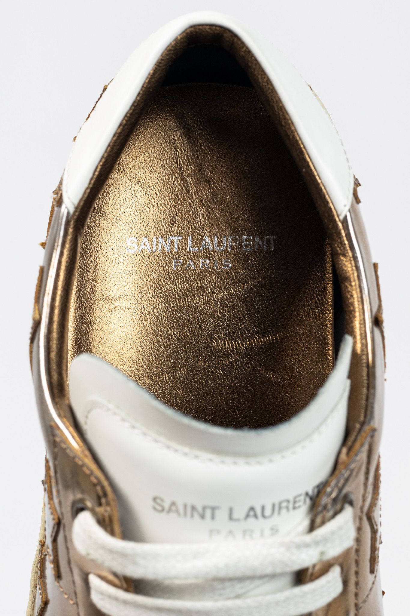 Saint Laurent Paris Saint Laurent SL/06 Gold Patent Star Low-Top Sneakers Size US 7 / EU 40 - 11 Thumbnail