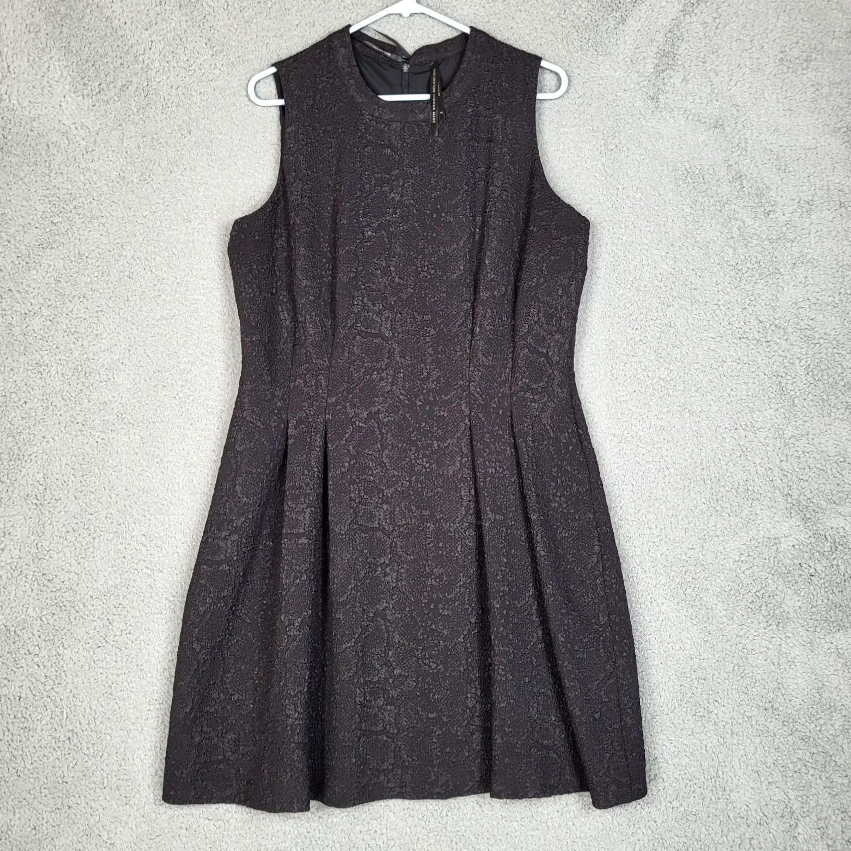 Andrew Marc Andrew Marc Women's Black Pleated Dress Size 14 A-Line Sleeveless Short Neck Round Vintage? No No Size XL / US 12-14 / IT 48-50 - 2 Thumbnail