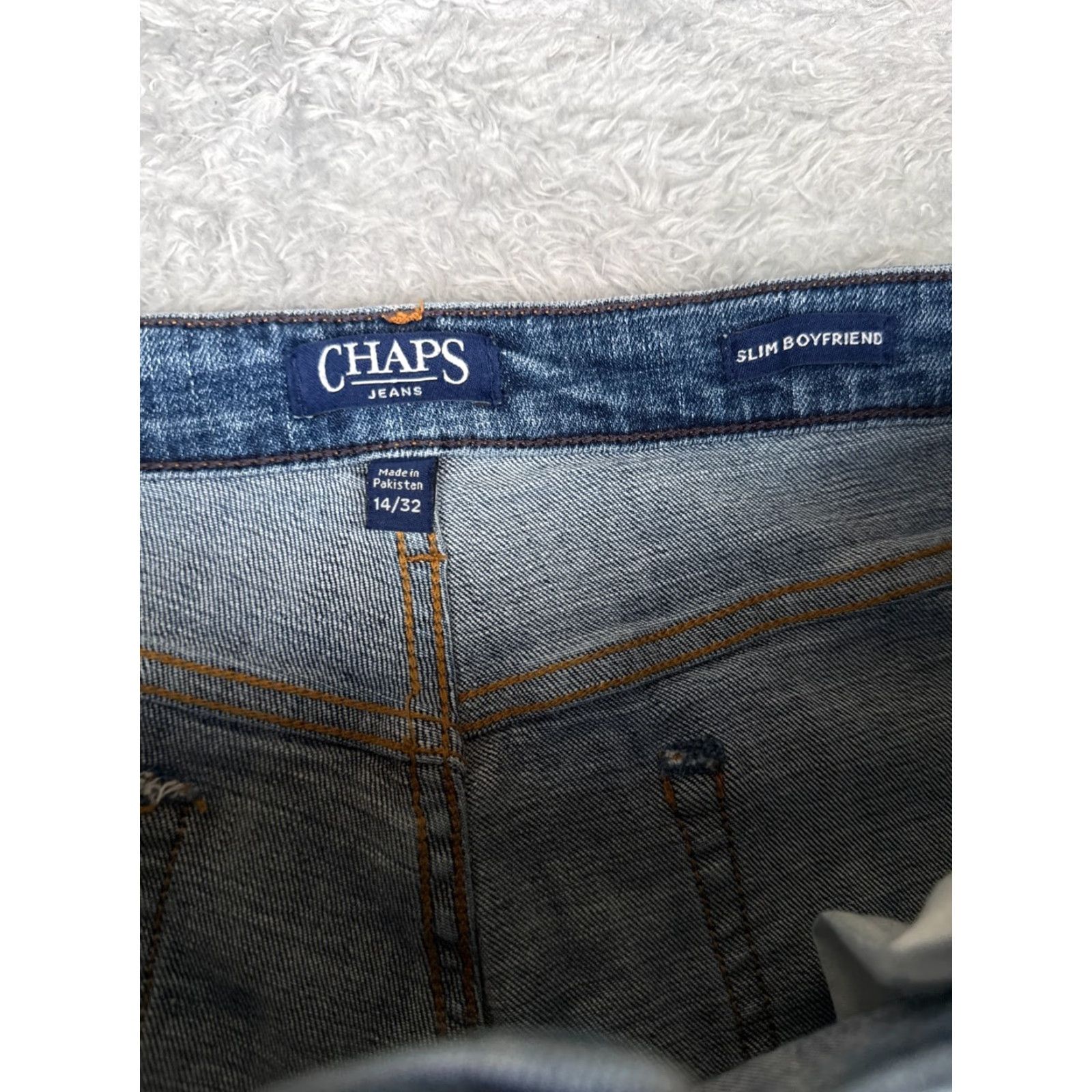 Chaps Chaps Jeans Womens 14 Blue Denim Slim Boyfriend Straight Leg Cotton Blend 34x28 Size 36" / US 14 / IT 50 - 6 Thumbnail