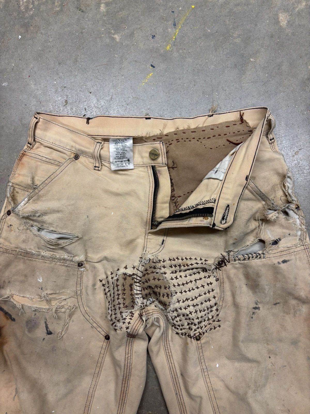 Carhartt Trashed tan Carhartt double knee pants Size US 32 / EU 48 - 1 Thumbnail