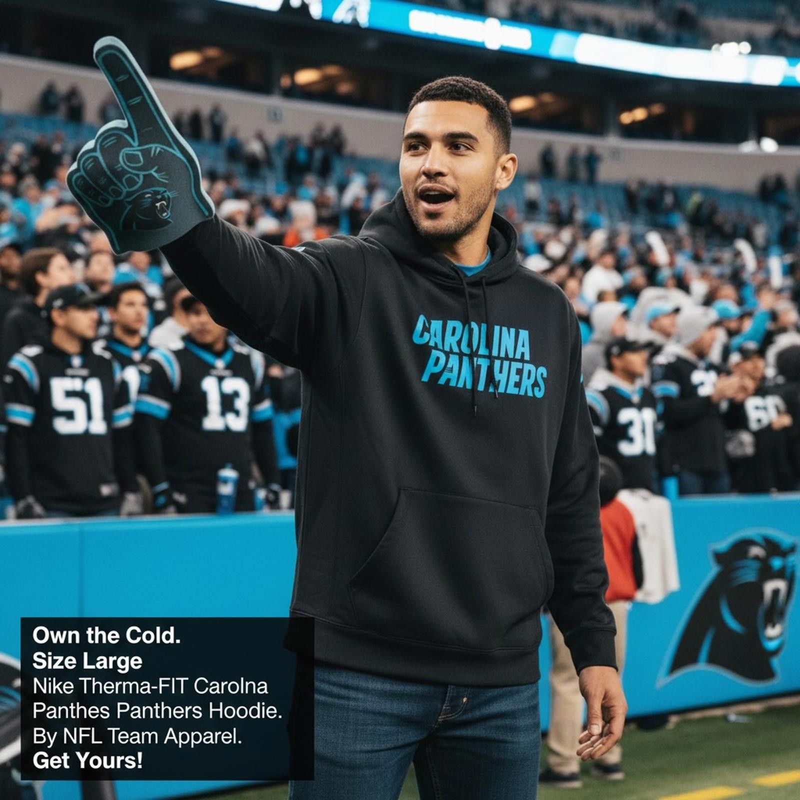 Nike Nike Therma-FIT Carolina Panthers Hoodie by NFL Team Apparel Size ONE SIZE - 2 Thumbnail