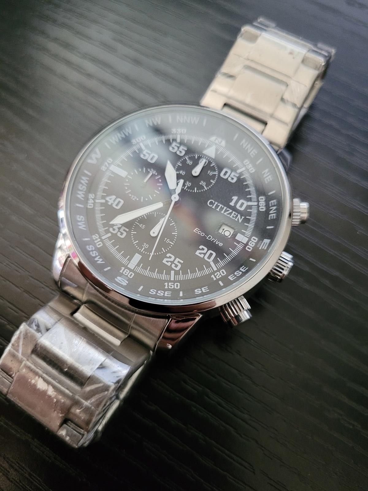 image of New Citizen Ca0695-17E Chrono Men's Aviator Watch in Black