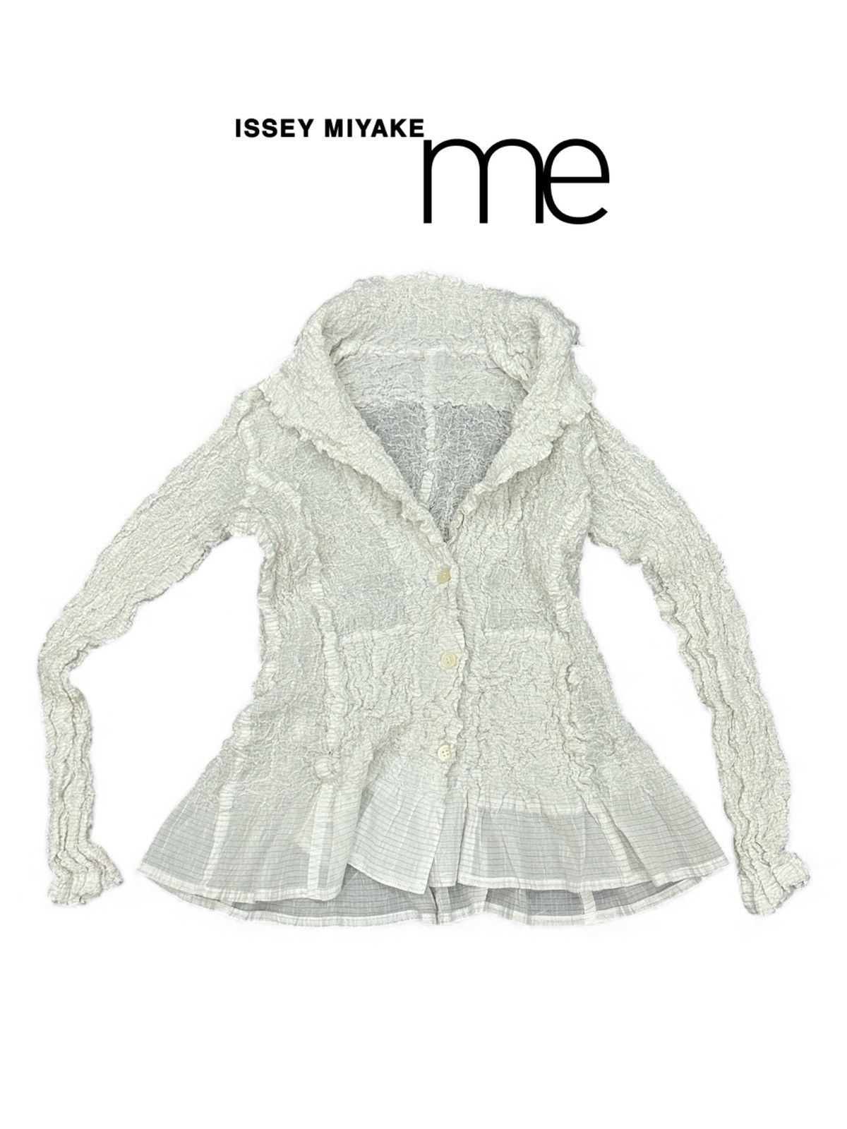 Pleats Please Issey Miyake Issey Miyake Me Frilled Jacket White Cotton/Polyester Japan Size US S / EU 44-46 / 1 - 1 Thumbnail