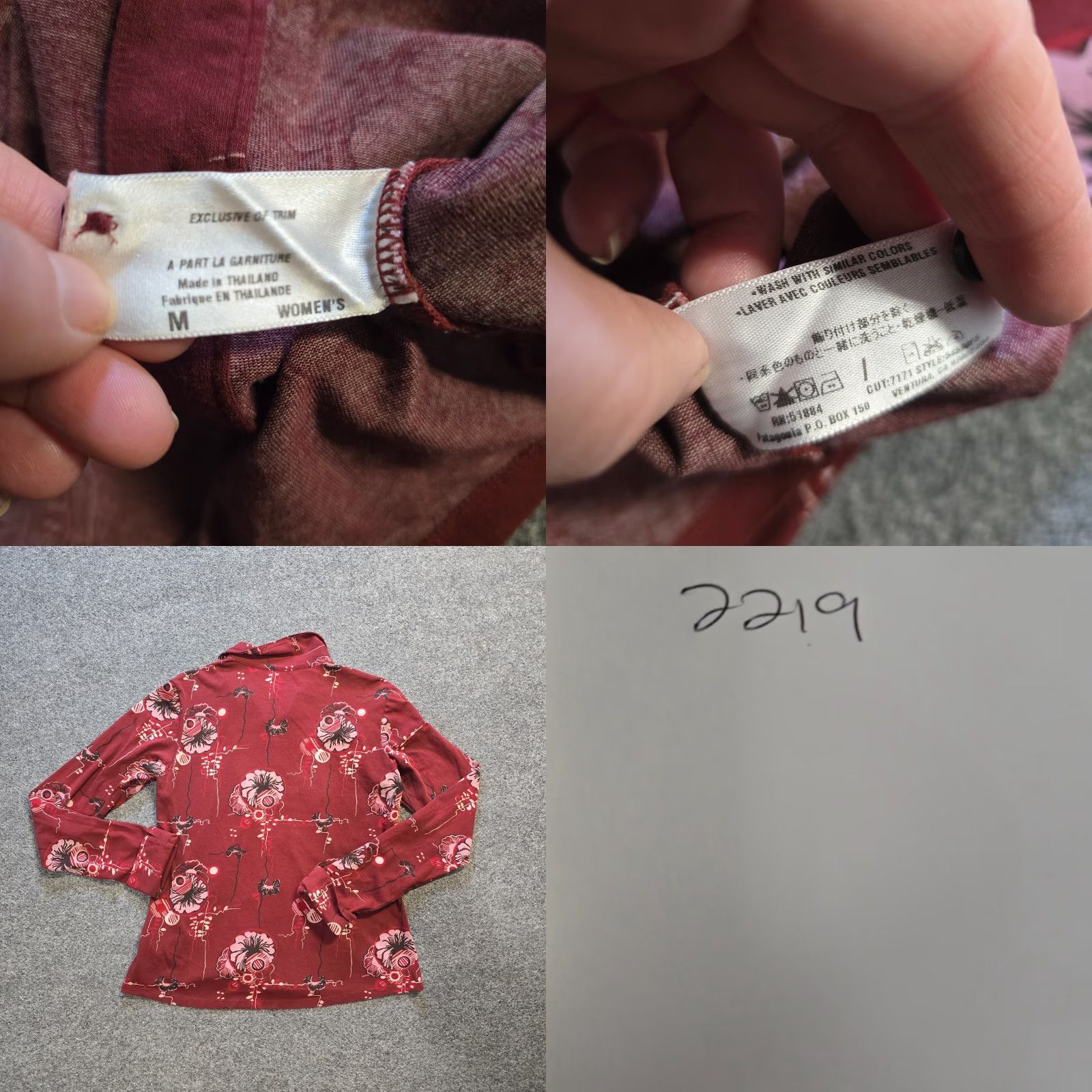 Patagonia Patagonia Top Womens Button-Up Shirt Casual Floral Red Medium Knit Stretch Ruched Cotton Polyester Regular Size M Size M / US 6-8 / IT 42-44 - 8 Thumbnail