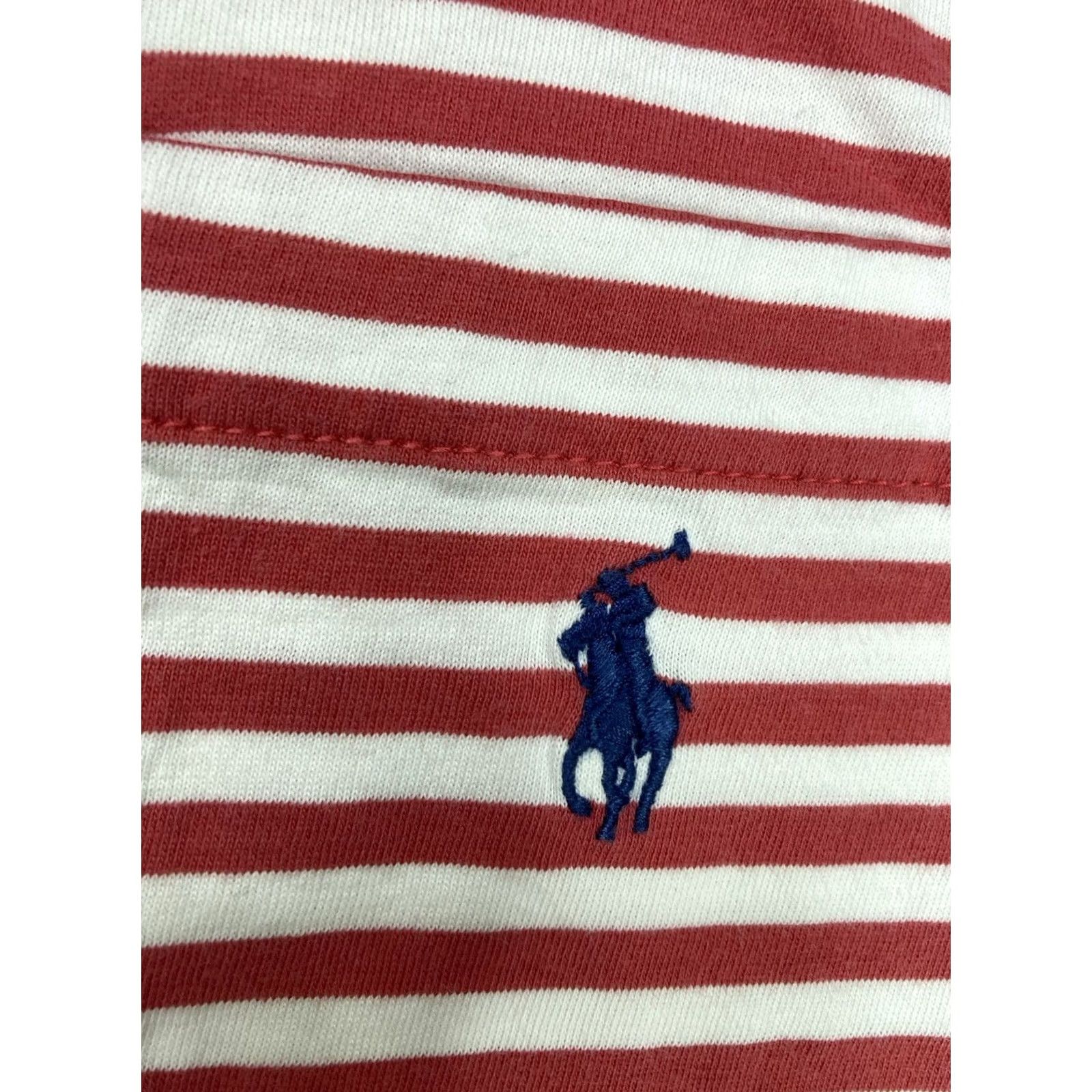 Polo Ralph Lauren VINTAGE Polo Ralph Lauren Polo Shirt Men Large Red White Pony Short Sleeve Stripe Pocket Shirt Polo Size US L / EU 52-54 / 3 - 3 Thumbnail