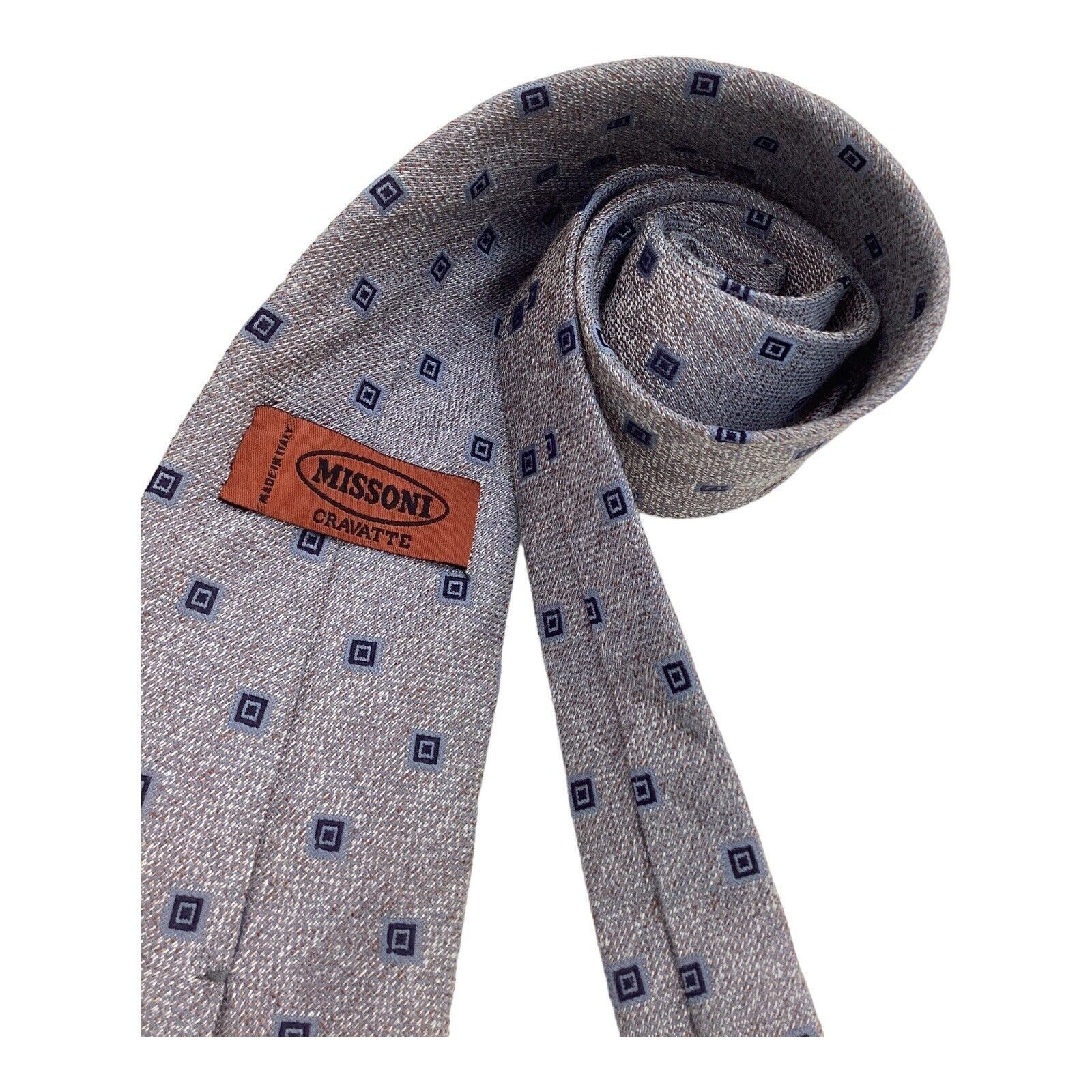Missoni MISSONI Gray Geometric Luxury Silk Tie Made In Italy W: 3.6 Size ONE SIZE - 3 Thumbnail