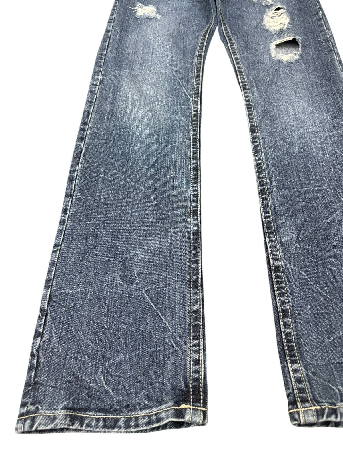 Other Vintage Japanese Brand Suspenders Crack Wash Distress Jeans Size 31" - 5 Thumbnail