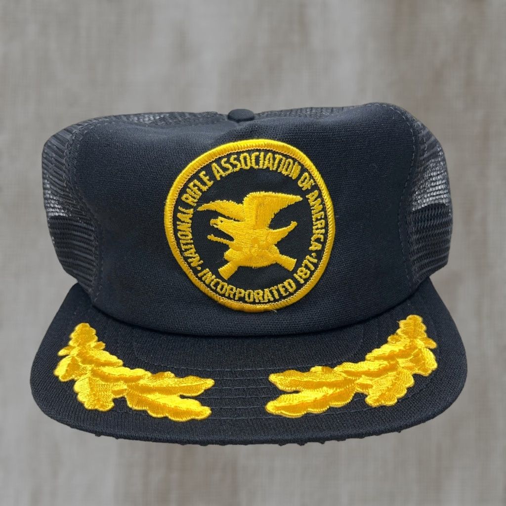 Vintage VINTAGE NRA Trucker Hat Adjustable Black Yellow Patch 90s USA Made Classic Mens Size ONE SIZE - 1 Thumbnail