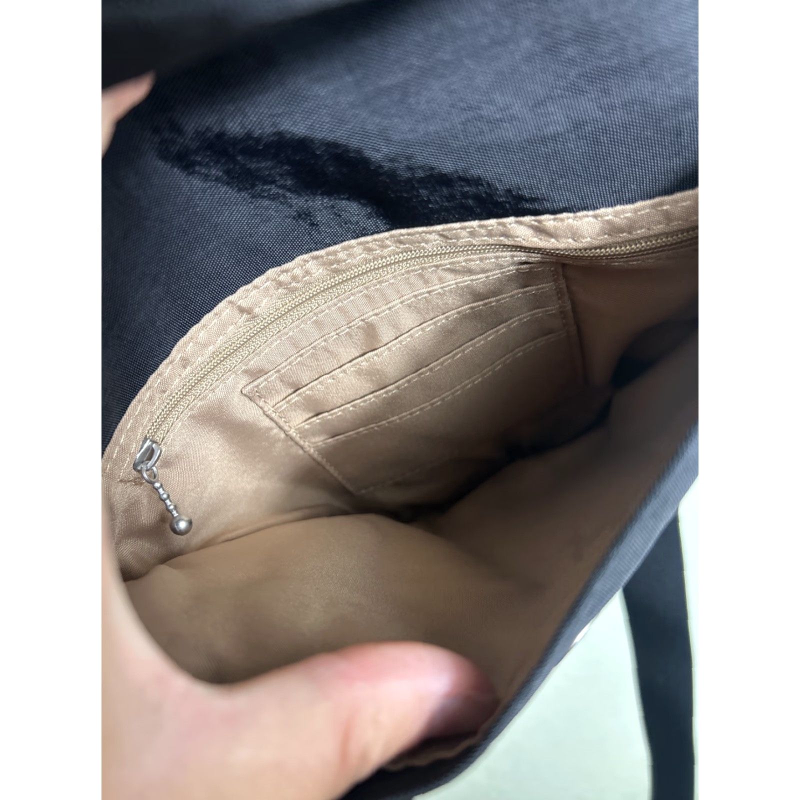 Baggallini Crossbody Bag Travel Adjustable Strap Black 12x9.5x3.5 Women,  Nylon, Beige Lining, Cross-Body,