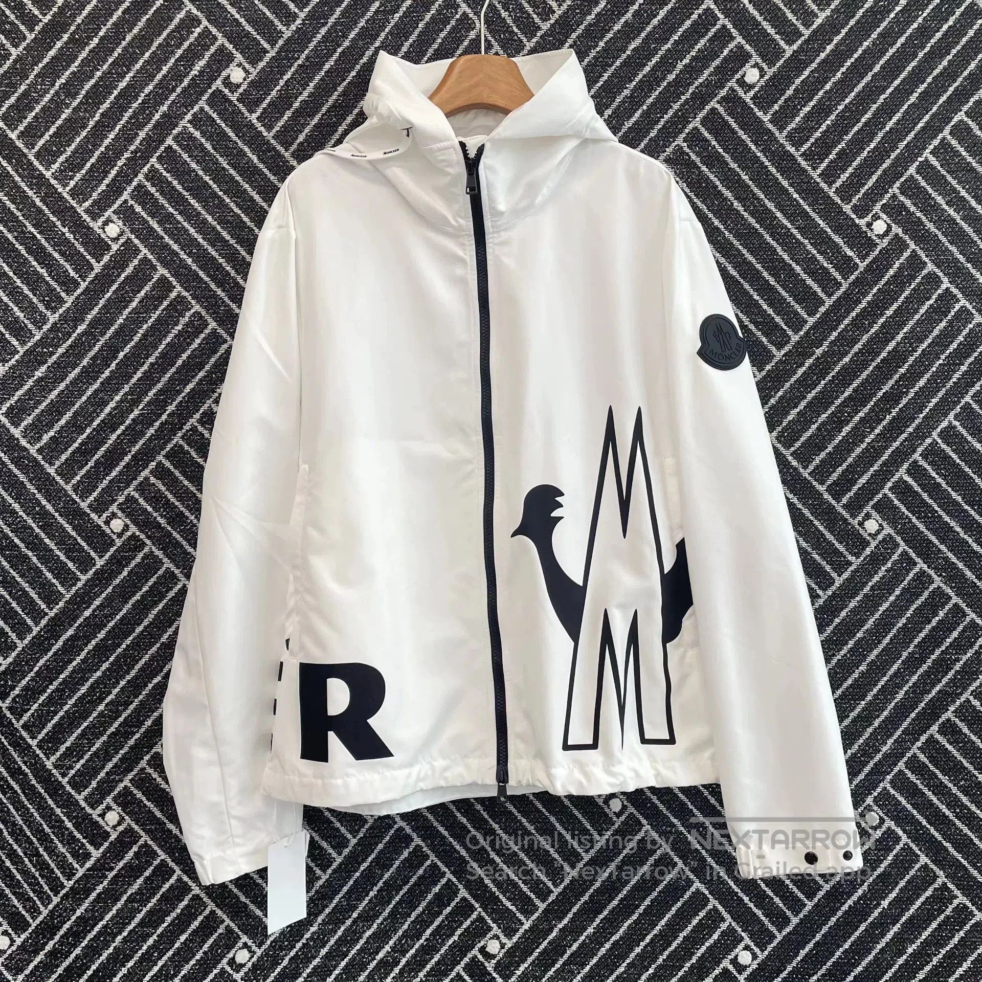 Moncler White Hooded Light Jacket with Graphic Print - L. Size US L / EU 52-54 / 3 - 1 Thumbnail