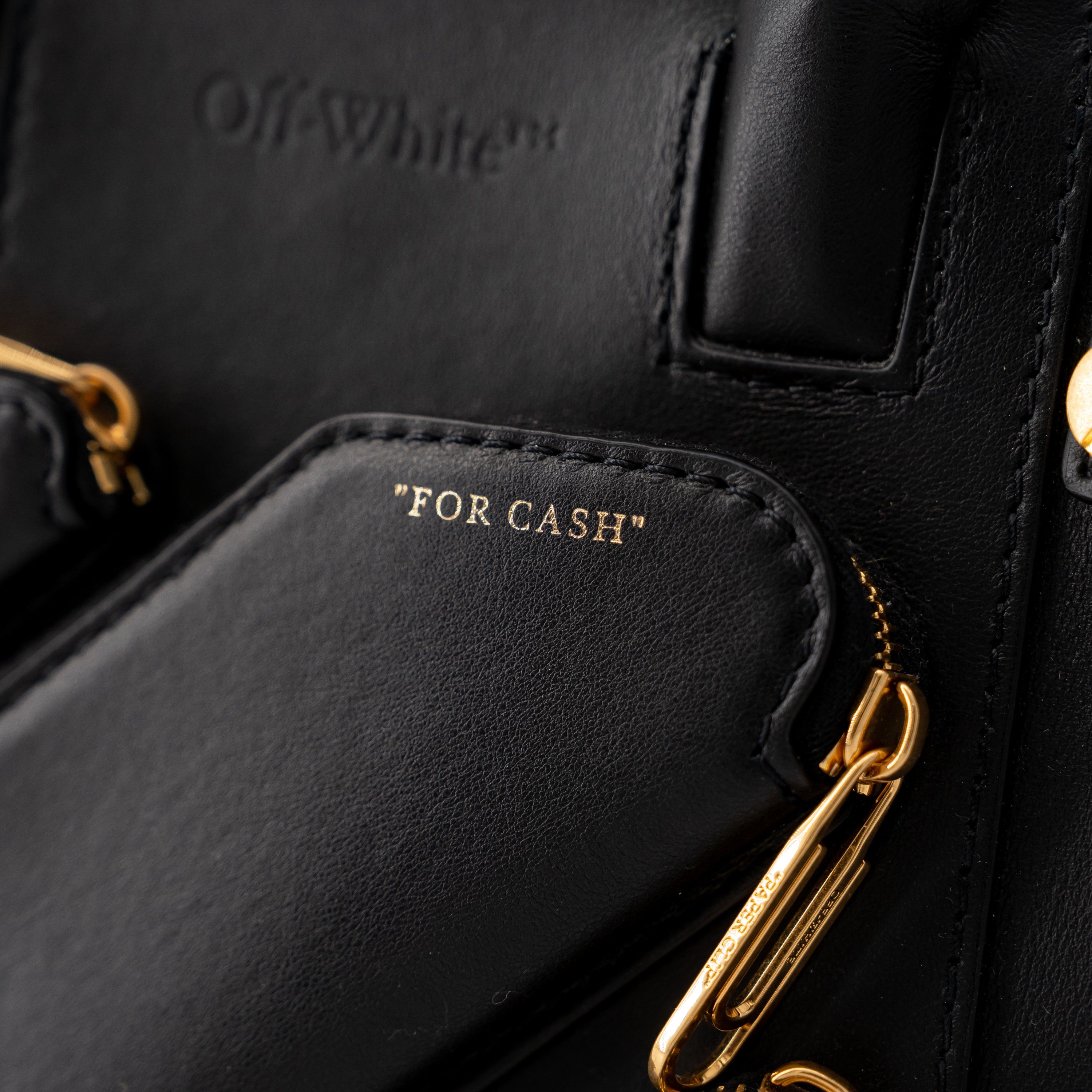 Off-White Off-White City Tote Black Leather Shoulder Bag Gold Size ONE SIZE - 7 Thumbnail