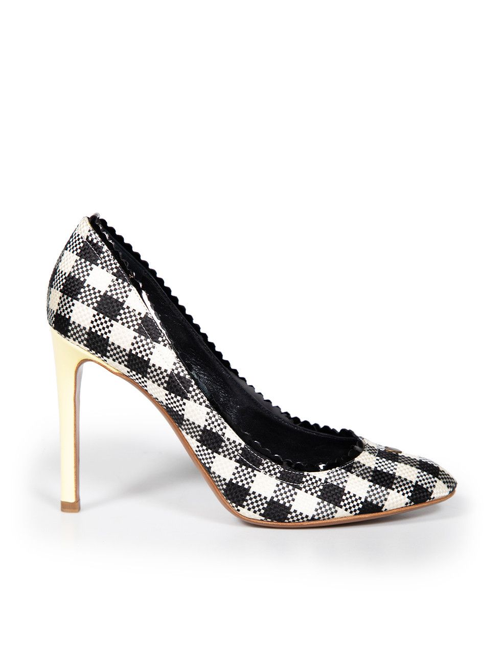 Rochas Gingham Print Woven Pumps Size US 7.5 / IT 37.5 - 1 Thumbnail