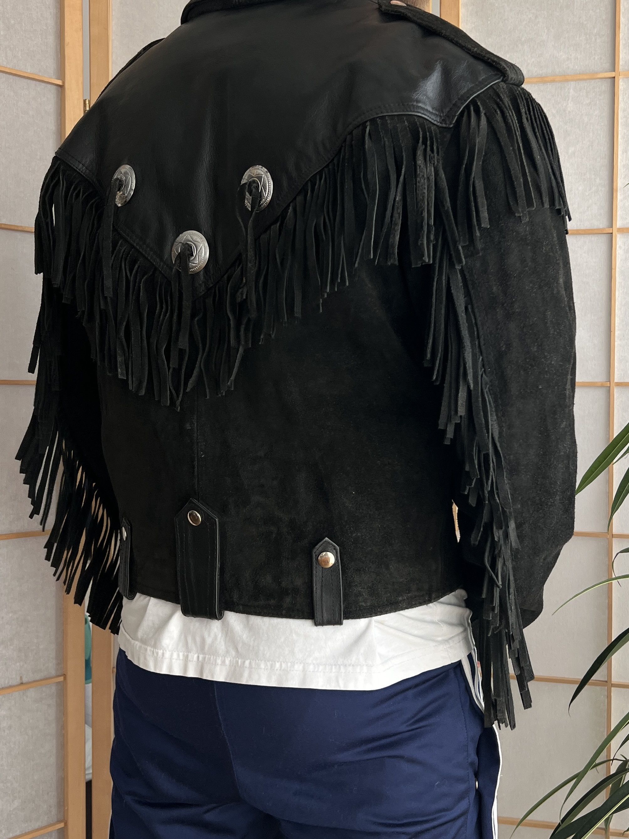 Other CRAZY Cowboy core vintage 90s cropped leather jacket bomber Size US L / EU 52-54 / 3 - 9 Thumbnail
