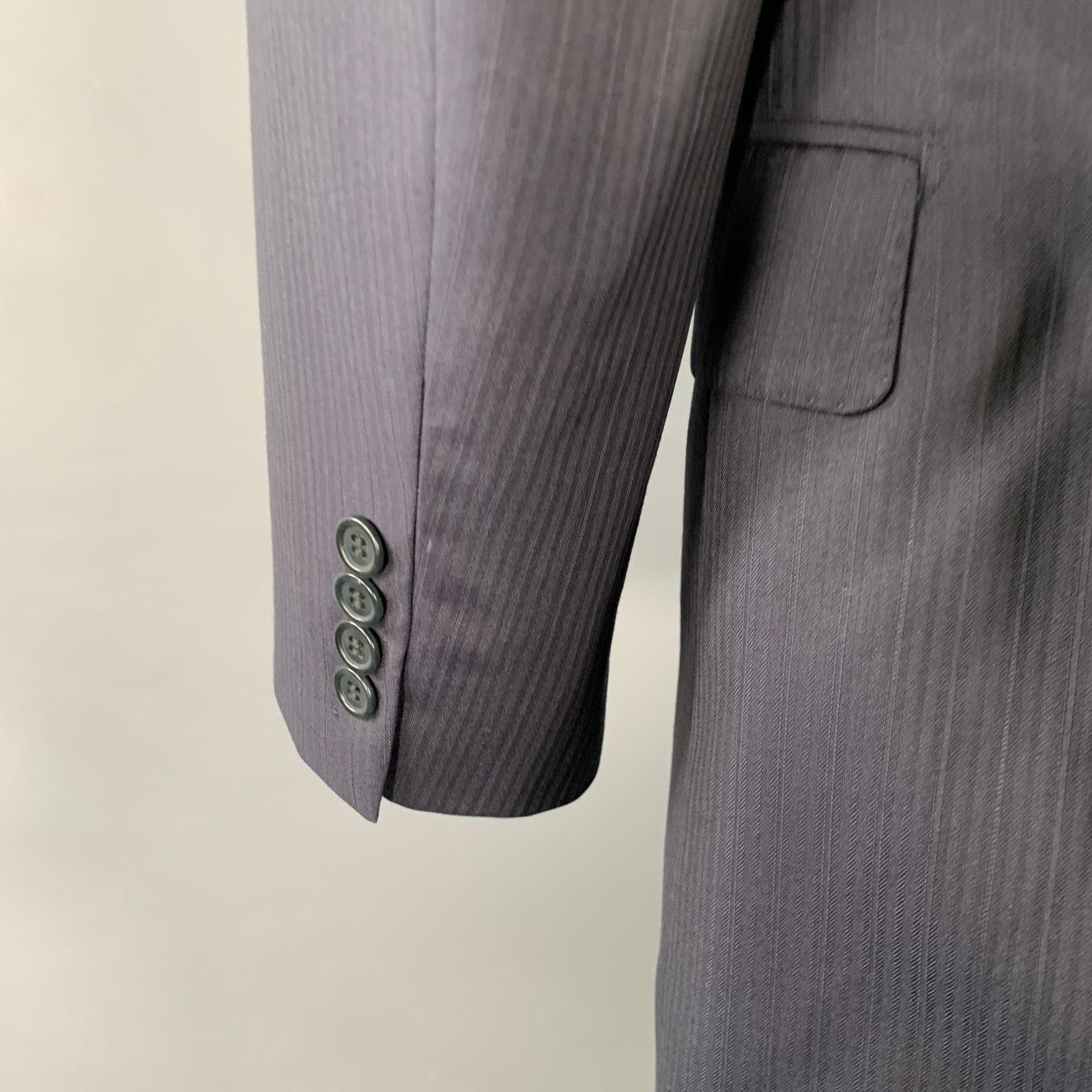 Ermenegildo Zegna Size 46 Navy Textured Stripe Wool Silk Slim Fit Sport Coat Size 46R - 4 Thumbnail
