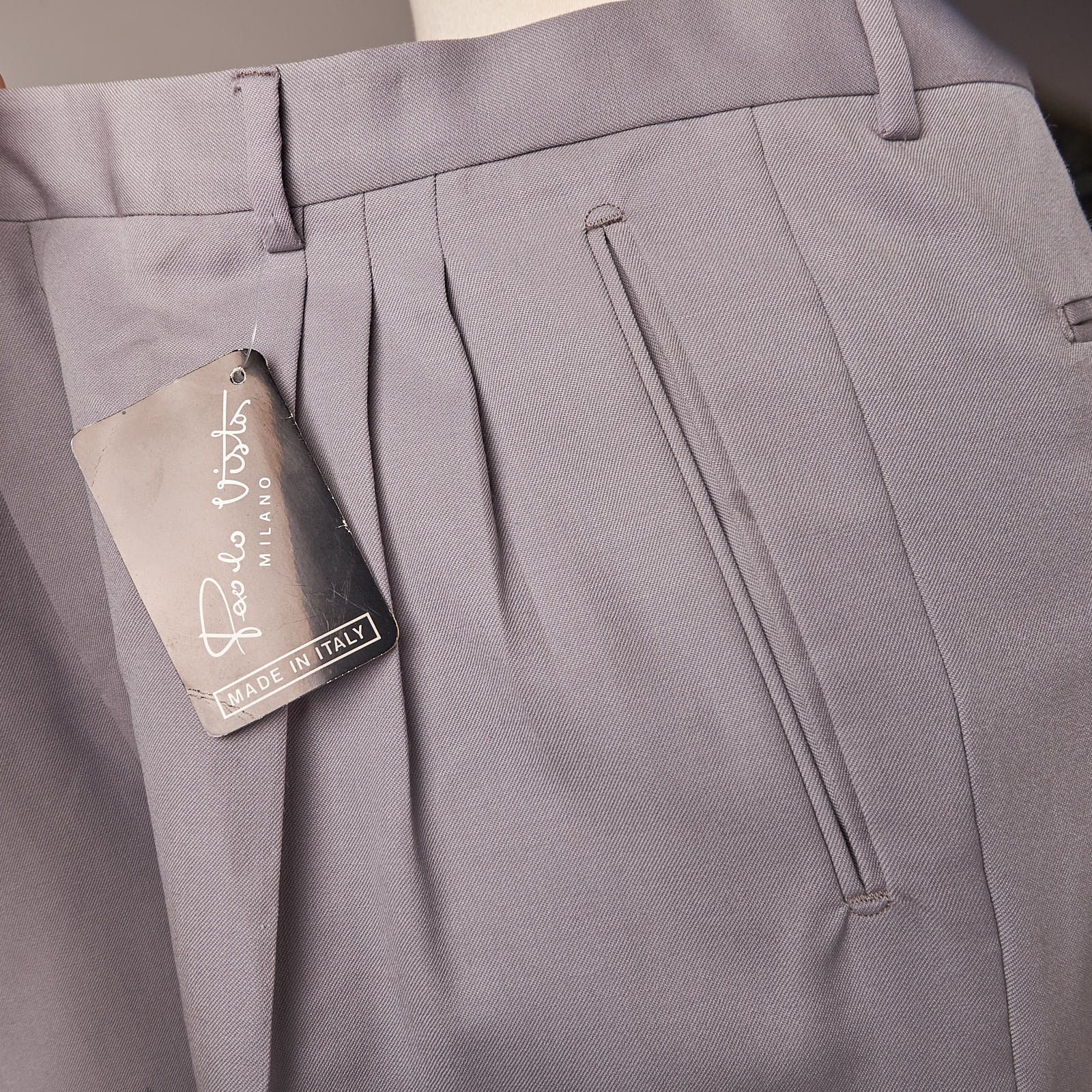 Vintage 1980s Gray Deadstock Paolo Vista Pleated Slacks Pants Size US 38 / EU 54 - 5 Thumbnail
