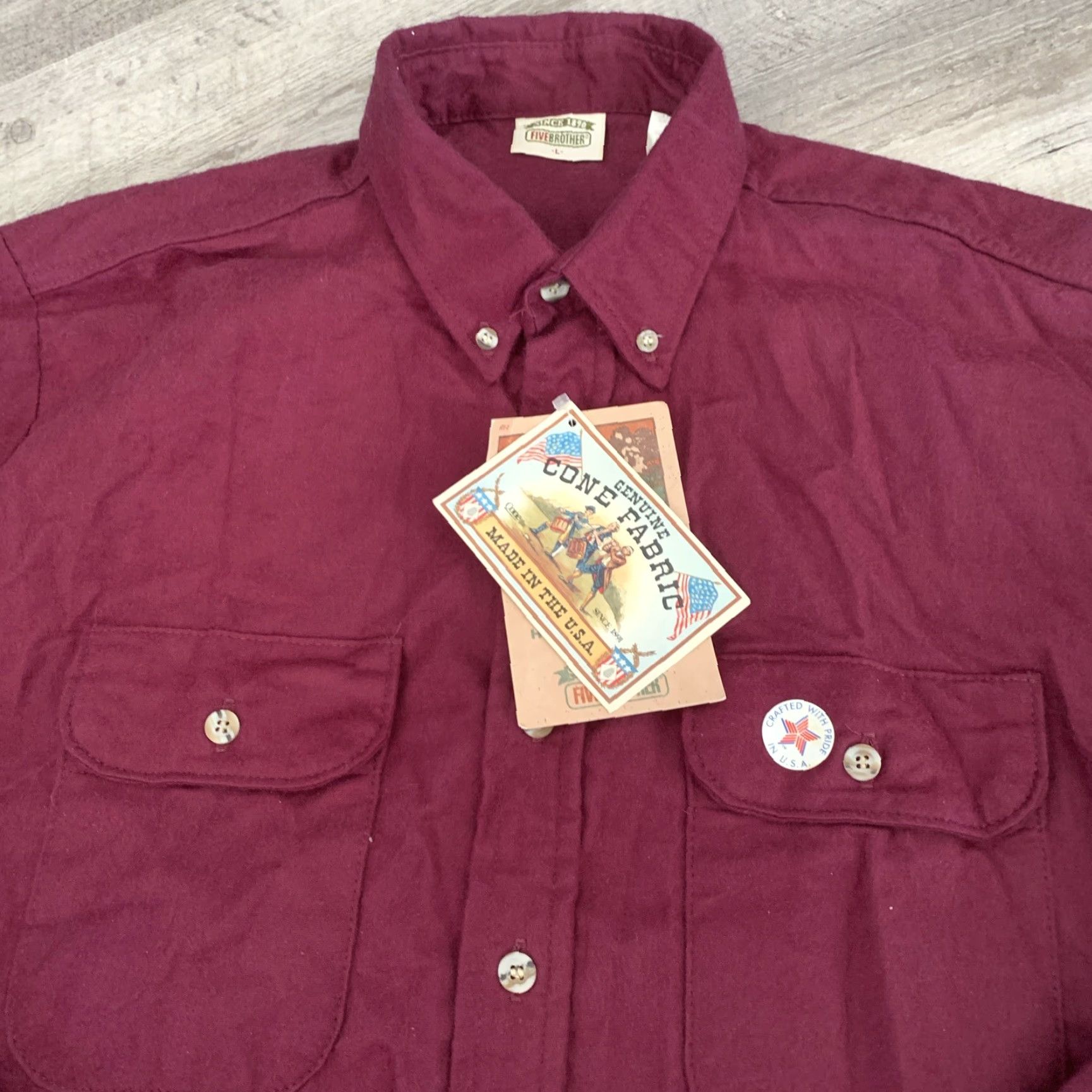 Vintage VINTAGE Five Brother Chamois Shirt Mens Large Heavyweight Flannel Wine USA NEW Size US L / EU 52-54 / 3 - 4 Thumbnail
