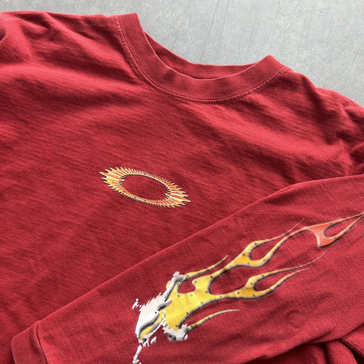 Pre-owned Oakley X Vintage Crazy Vintage Oakley Software Flame Center Logo Cyber Shirt In Red