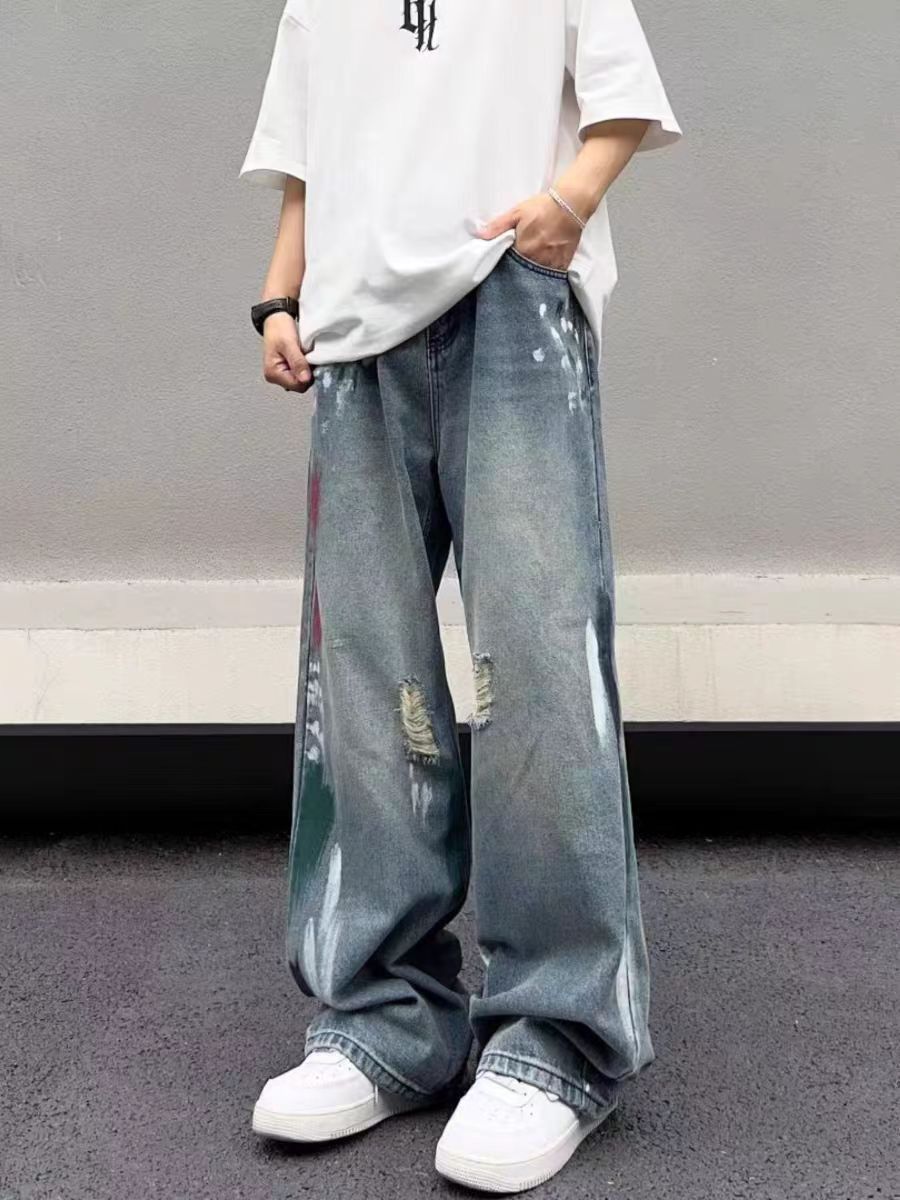 Japanese Brand × Jean Washed and ripped baggy jeans Size US 34 / EU 50 - 1 Thumbnail