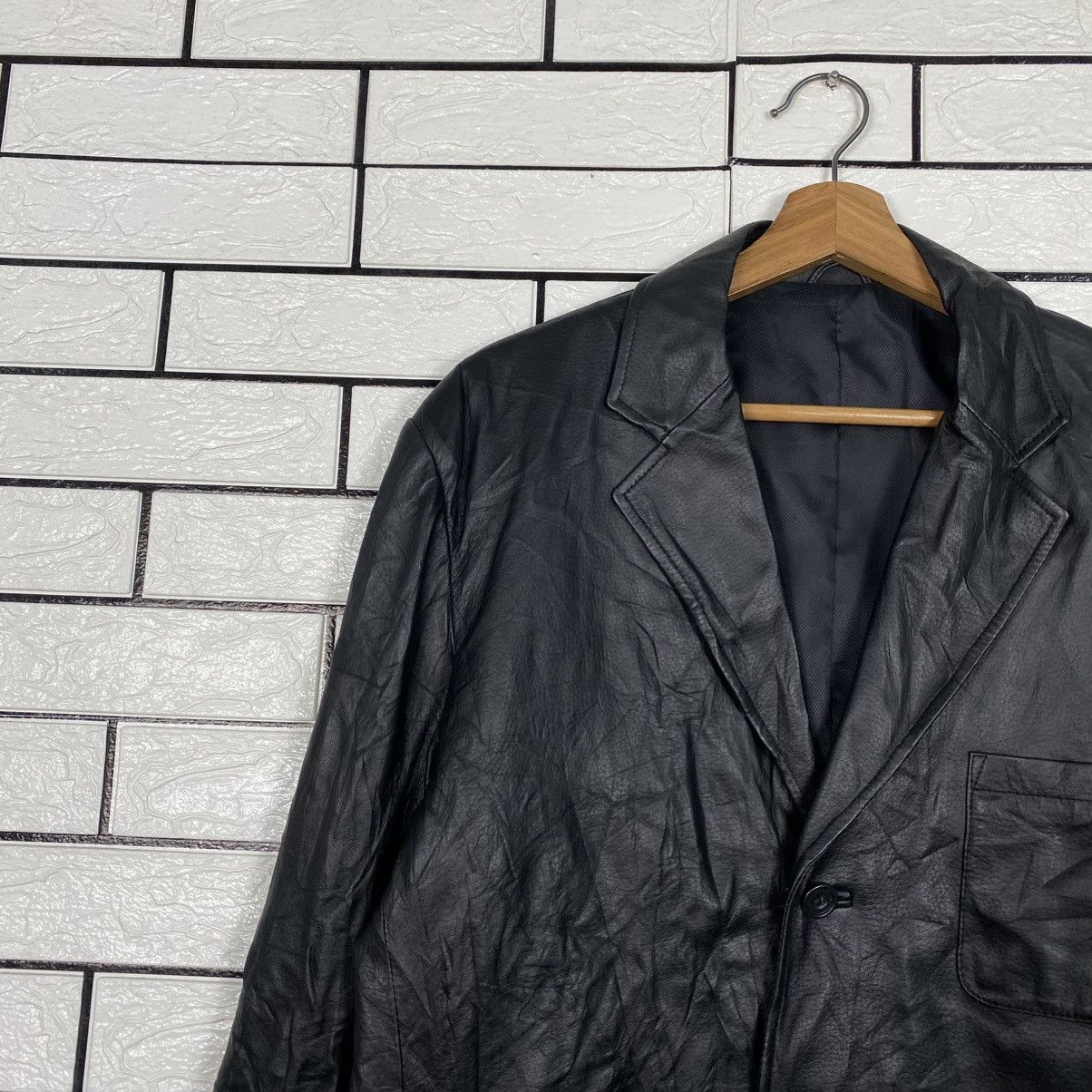 Japanese Brand 📌Vintage Leather Jacket Biker Mano di Italiani Issey Miyake Size US L / EU 52-54 / 3 - 8 Thumbnail