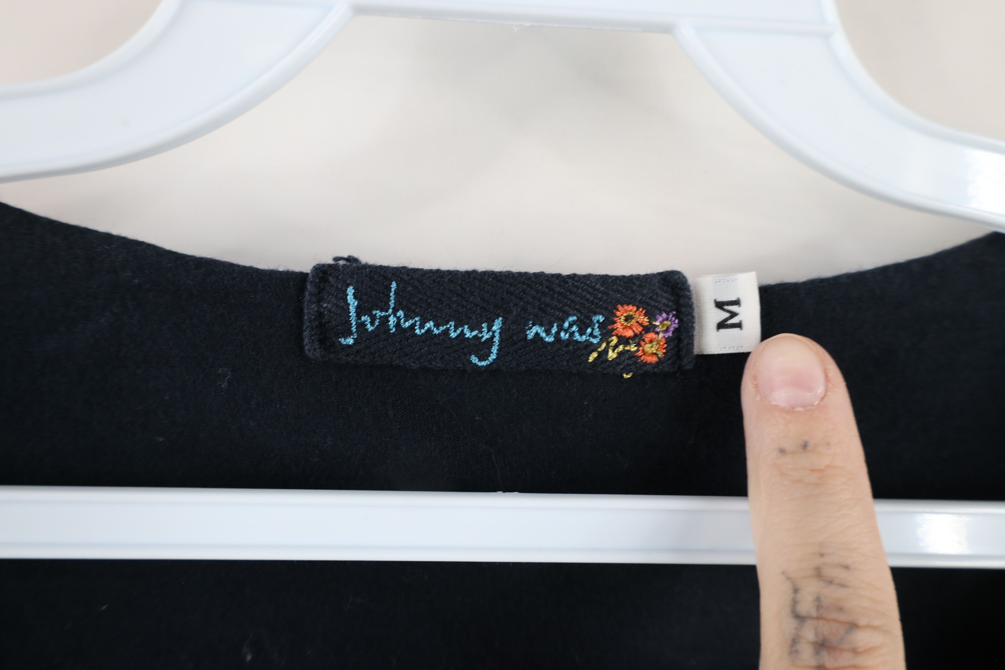 Johnny Was × Vintage Vintage 90s Johnny Was Marled Blank V-Neck T-Shirt Black USA Size M / US 6-8 / IT 42-44 - 4 Thumbnail