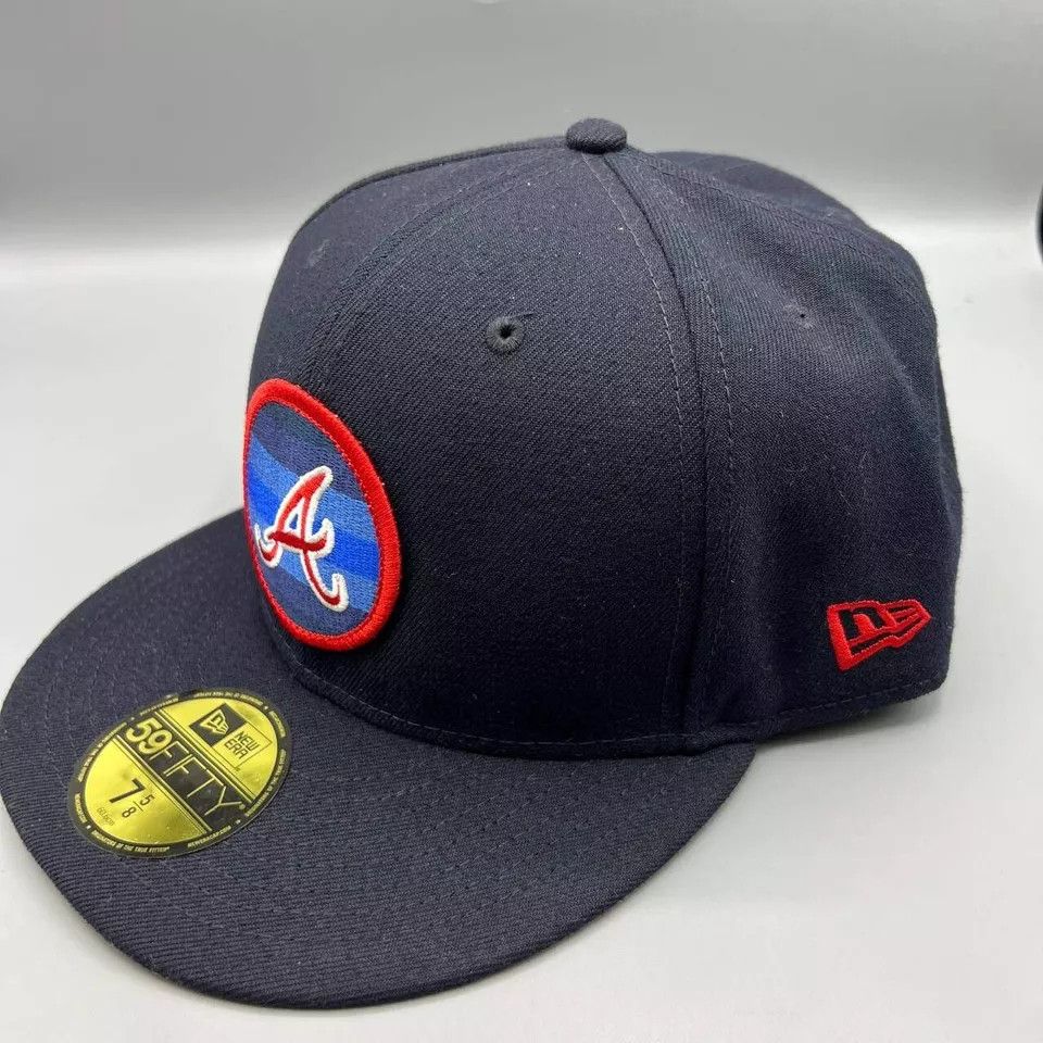 New Era Atlanta Braves Hat Men 7 5/8 59Fifty New Era MLB Fitted Cap Size ONE SIZE - 4 Thumbnail