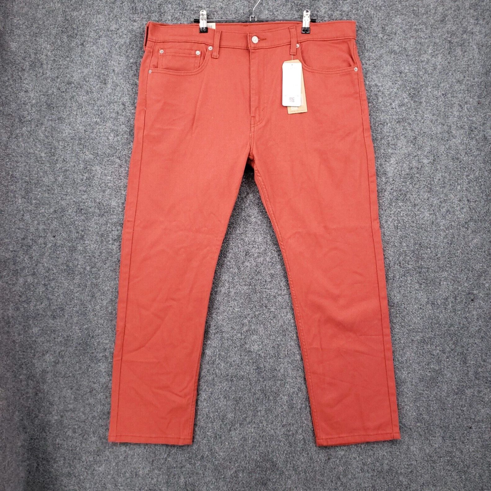 image of New Levis 502 Jeans Mens 38X30 Orange Regular Tapered Denim Mid Rise Stretch in White