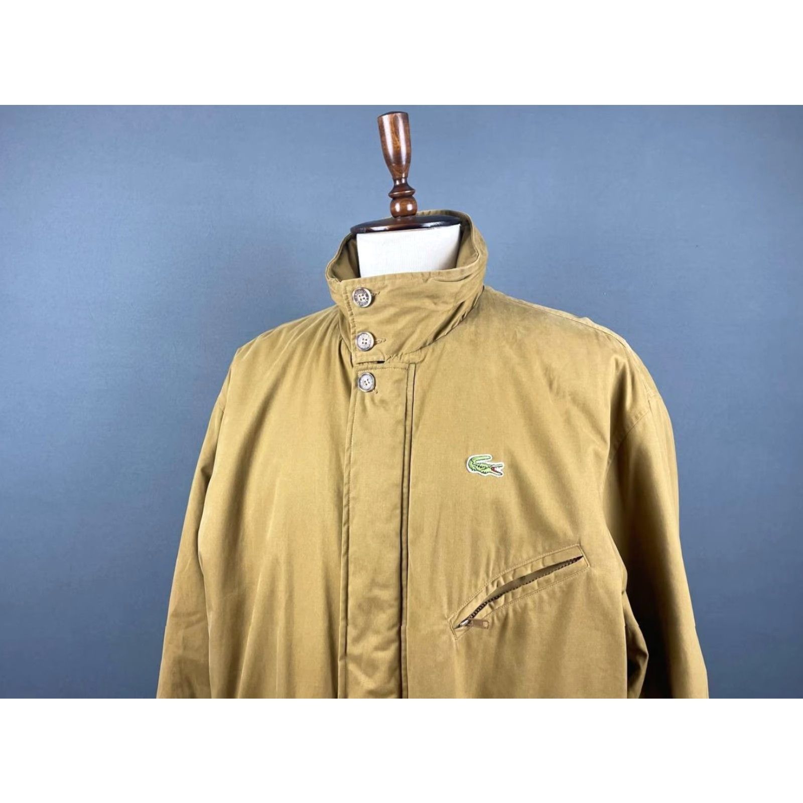 Lacoste Lacoste Jacket Mens Regular Size 6 Beige Cotton Full Zip Mid-Length Winter Warm Long Sleeve Sports Outdoor Regular Mens Beige Lacoste Jacket Size US S / EU 44-46 / 1 - 4 Thumbnail