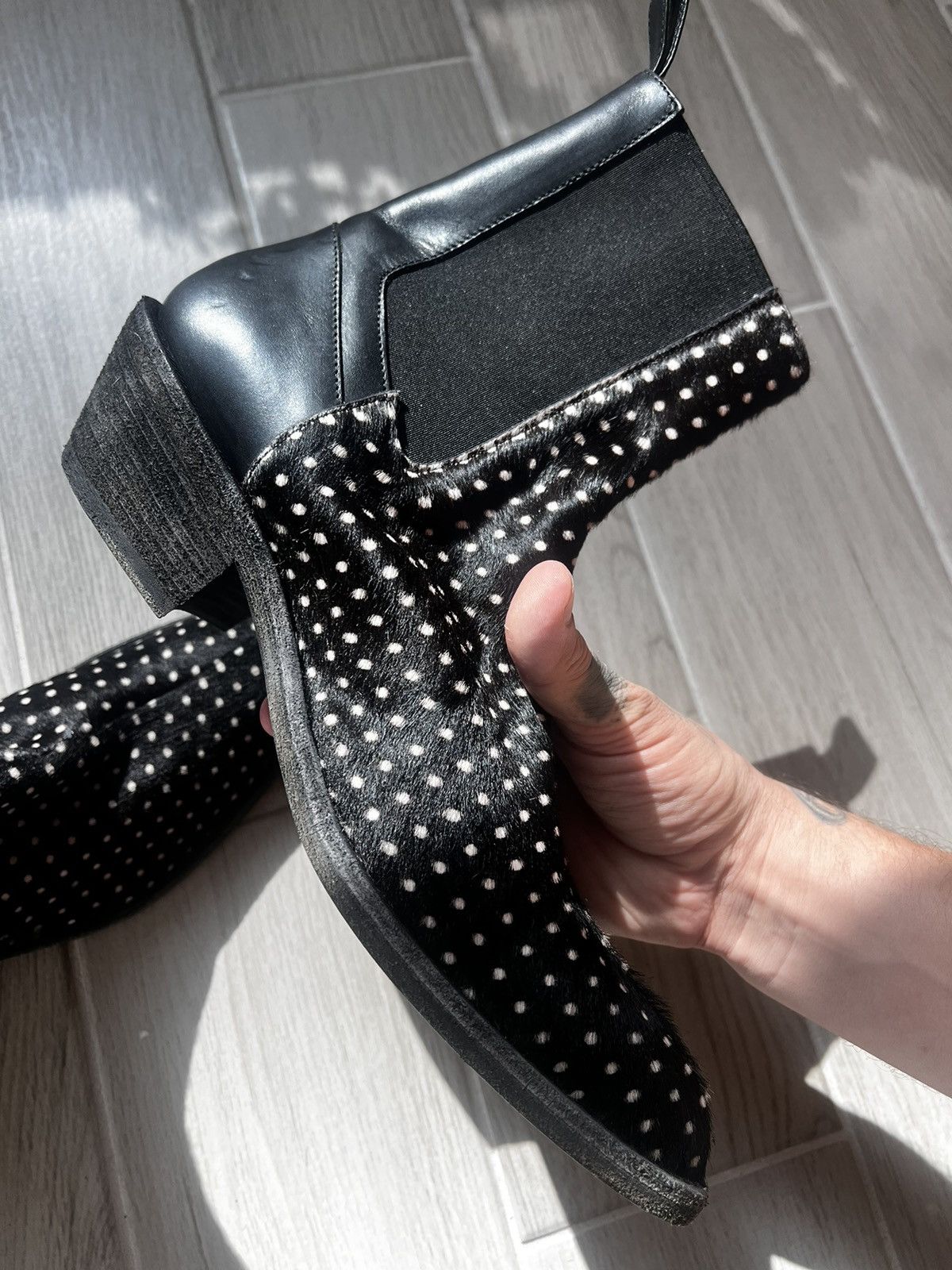 Haider Ackermann Haider Ackermann black polka dot Elasticated Chelsea boots Size US 10 / EU 43 - 16 Thumbnail