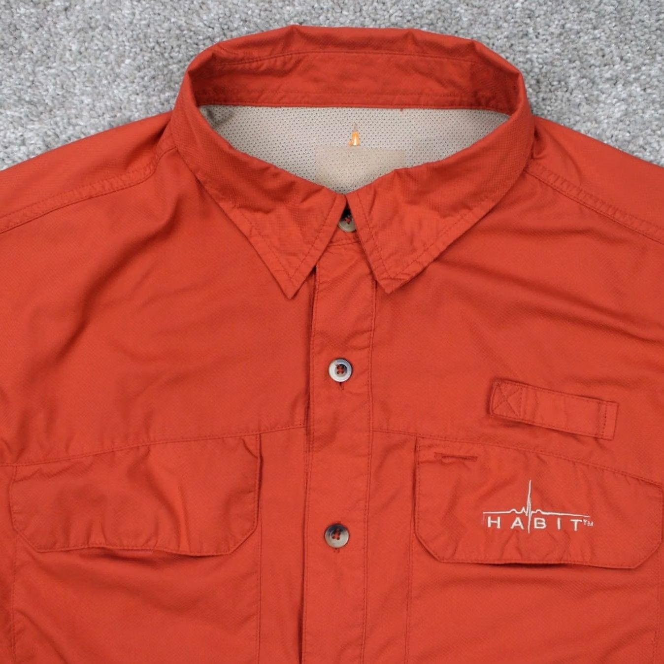 Habitat Habit Shirt Mens Large Mecca Orange Vented Fishing Performance S/S Button Down Size US L / EU 52-54 / 3 - 5 Thumbnail