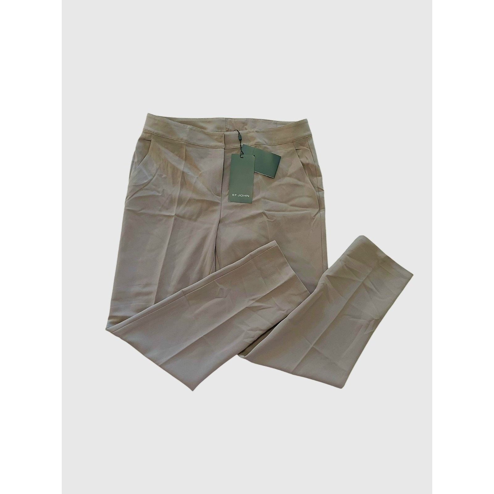 St. John St John Pants Sz 8 Khaki Dove Straight Leg Trousers $395 Size 30" / US 8 / IT 44 - 2 Thumbnail