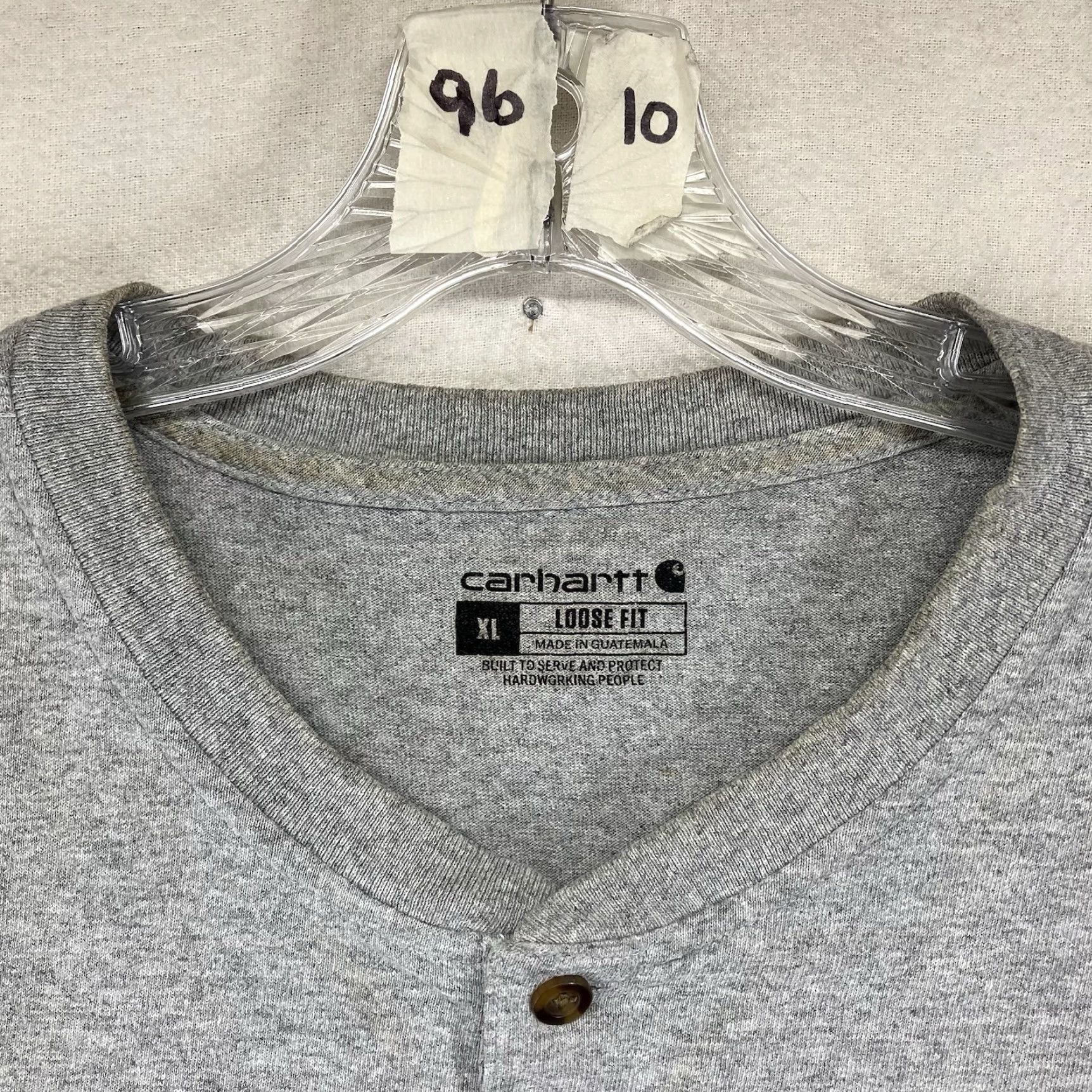Carhartt Carhartt Shirt Mens Gray XL Henley Short Sleeve Relaxed Fit Cotton Polyester Blend Size US XL / EU 56 / 4 - 4 Thumbnail