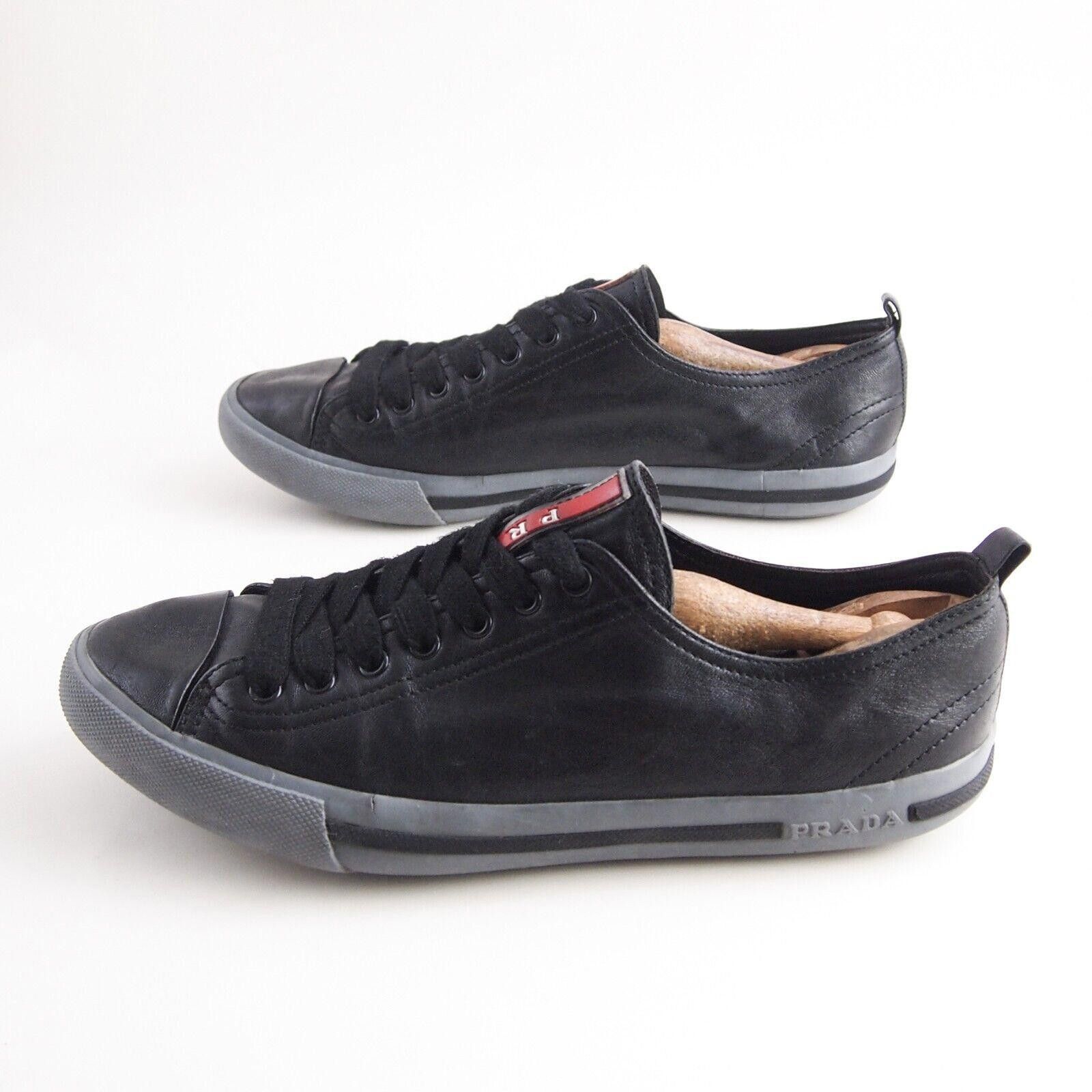 Prada Prada Low Top Sneakers Black Leather Size EU 42 US 9 Size US 9 / EU 42 - 2 Thumbnail