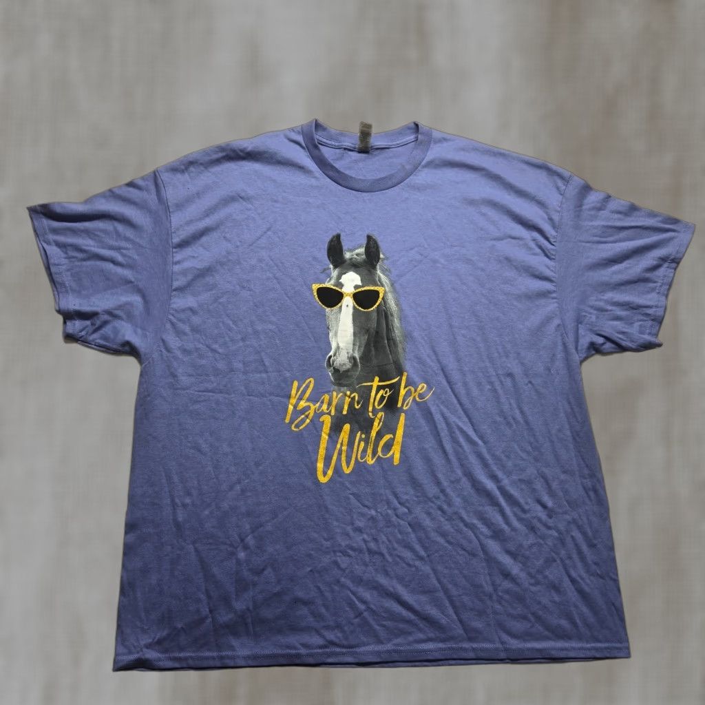 Vintage Horse Lover Barn To Be Wild T Shirt Funny Cute Farm Cowboy Cowgirl Adult 2XL XXL Blue Unisex Shirt 2XL Mens Womens Boys Girls Size US XXL / EU 58 / 5 - 1 Thumbnail