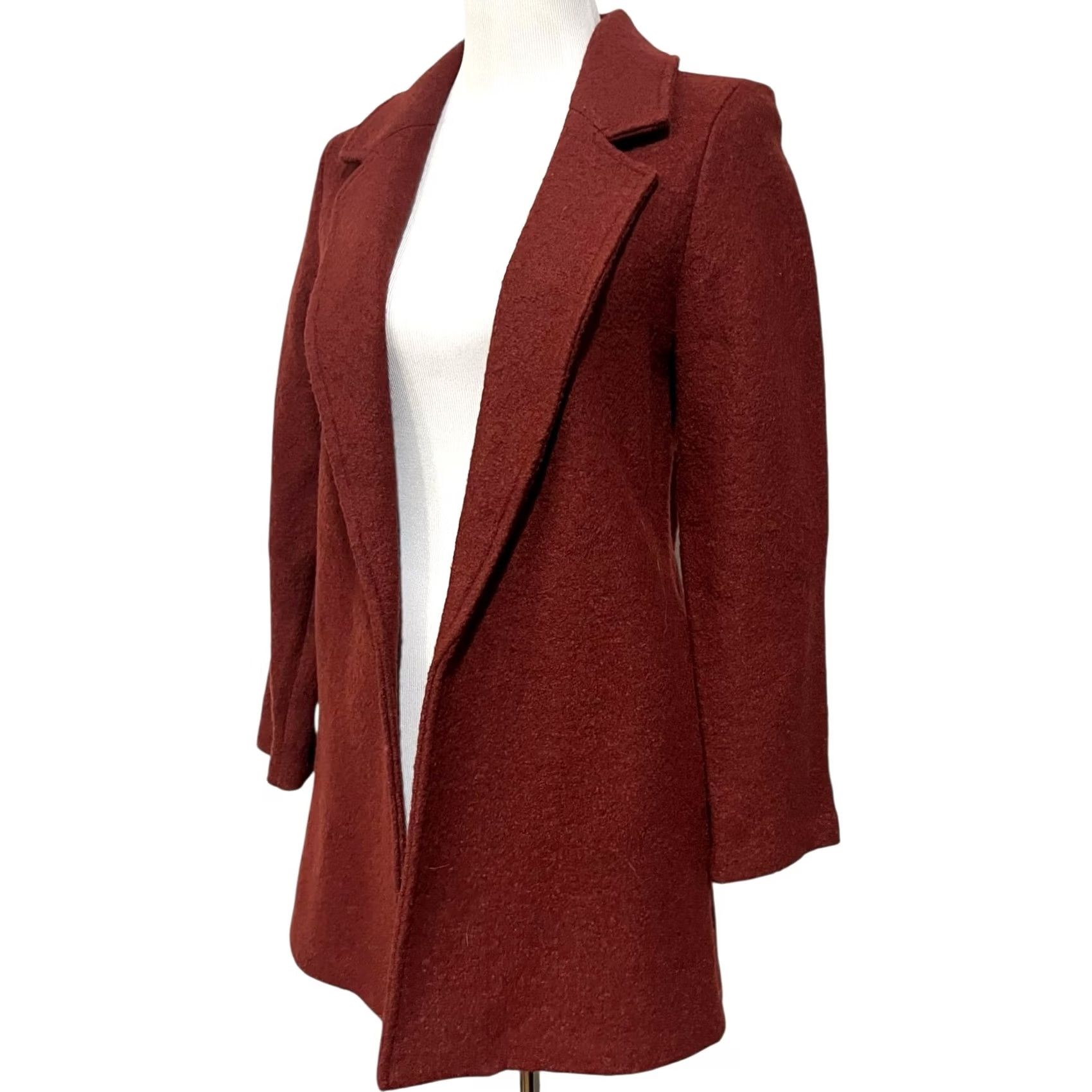 Rachel Zoe Rachel Zoe Hygge Wool Blend Rust Red Jacket Coat Open Front Pockets Size Small Women Wool, Viscose Tweed Jacket Womens Small Rust Red Size S / US 4 / IT 40 - 2 Thumbnail