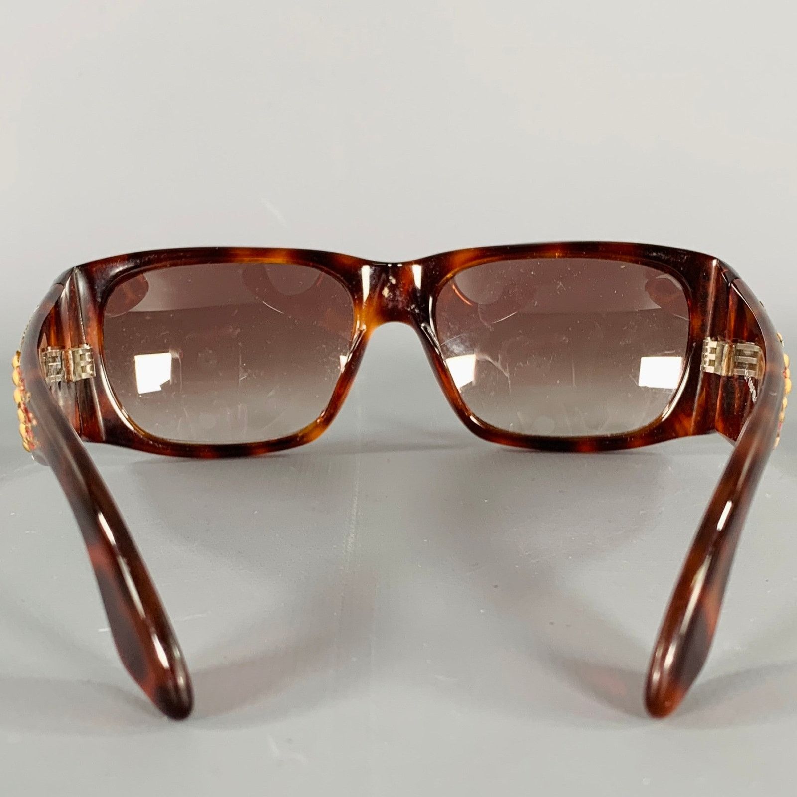 Emmanuelle Khanh Brown Multicolour Studded Acetate Sunglasses Size ONE SIZE - 3 Thumbnail