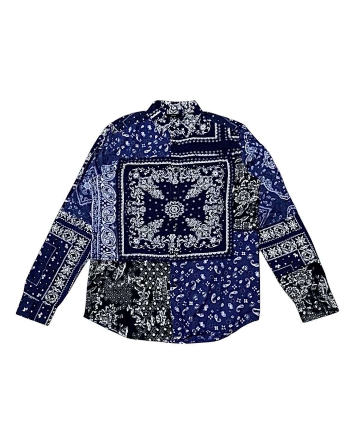 Diesel Black Gold Diesel Artisanal Mith Blue Bandana Printed Patchwork Shirt Size US XL / EU 56 / 4 - 1 Thumbnail
