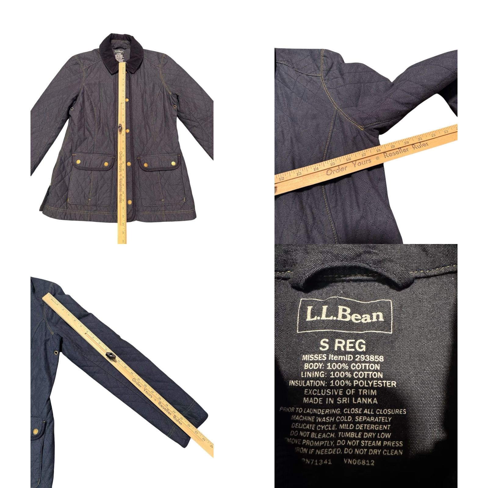 Vintage L.L.Bean Women's Navy Quilted Cotton Pocket Snap Button Zip Barn Jacket Coat Med Size M / US 6-8 / IT 42-44 - 10 Thumbnail