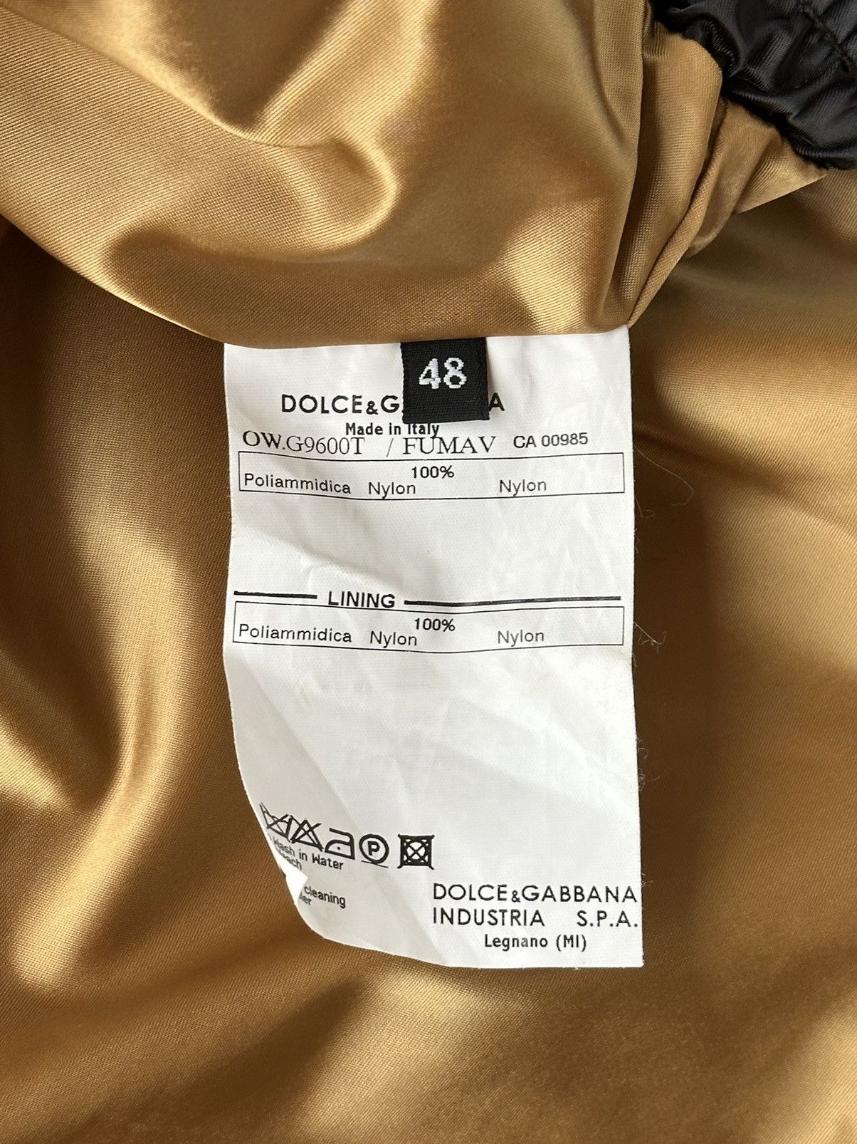 Dolce & Gabbana Dolce & Gabbana SS/04 Nylon Black/Gold Bomber Jacket M Size Size US M / EU 48-50 / 2 - 8 Thumbnail