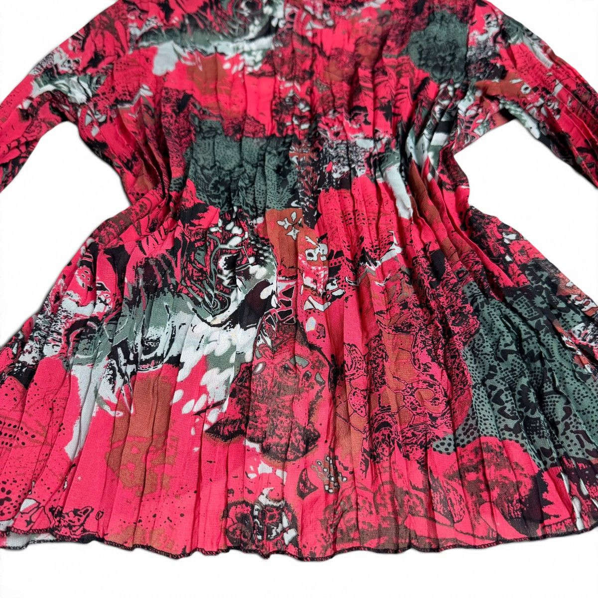 Other Studio 1940 Kimono Tied Wrap Blouse Raspberry Floral Graphic Size M / US 6-8 / IT 42-44 - 13 Thumbnail