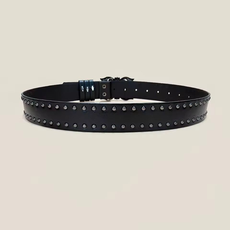 Japanese Brand Gothic Cross Buckle Studded PU Leather Belt 123 cm Size 34 - 2 Thumbnail
